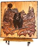 Hunting Cabin, Deer painting, Deer Art, Decor, Art, Wolf Art, Wolf Painting, Wildlife, Art, Mixed Media, Wood Burned, Painted, Hunter Gift 2 small