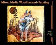 Hunting Cabin, Deer painting, Deer Art, Decor, Art, Wolf Art, Wolf Painting, Wildlife, Art, Mixed Media, Wood Burned, Painted, Hunter Gift 5 small