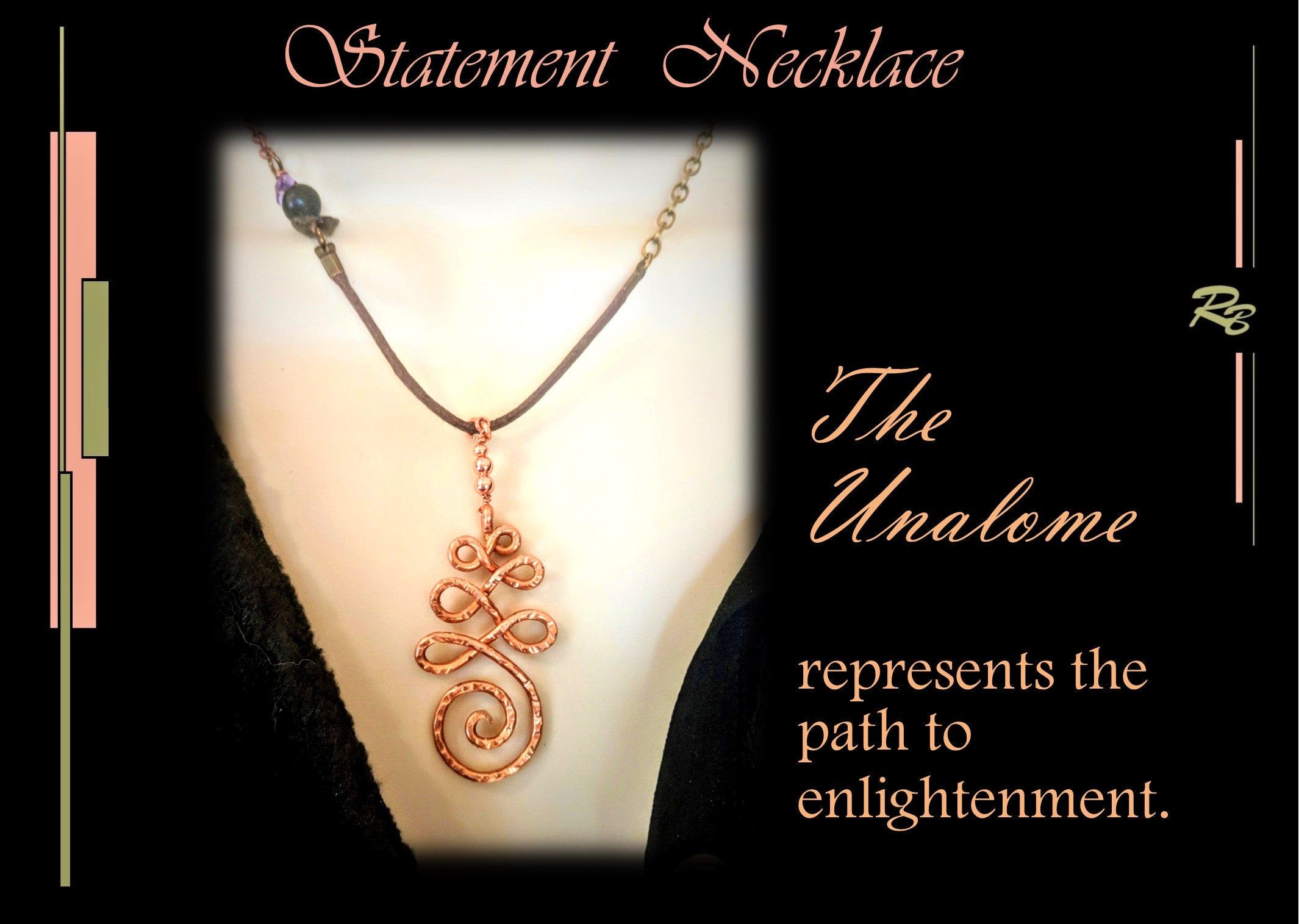 Unalome Necklace, Unalome, Represents the journey to Enlightenment, spiritual, Solid Copper, hand created, by the Artist 