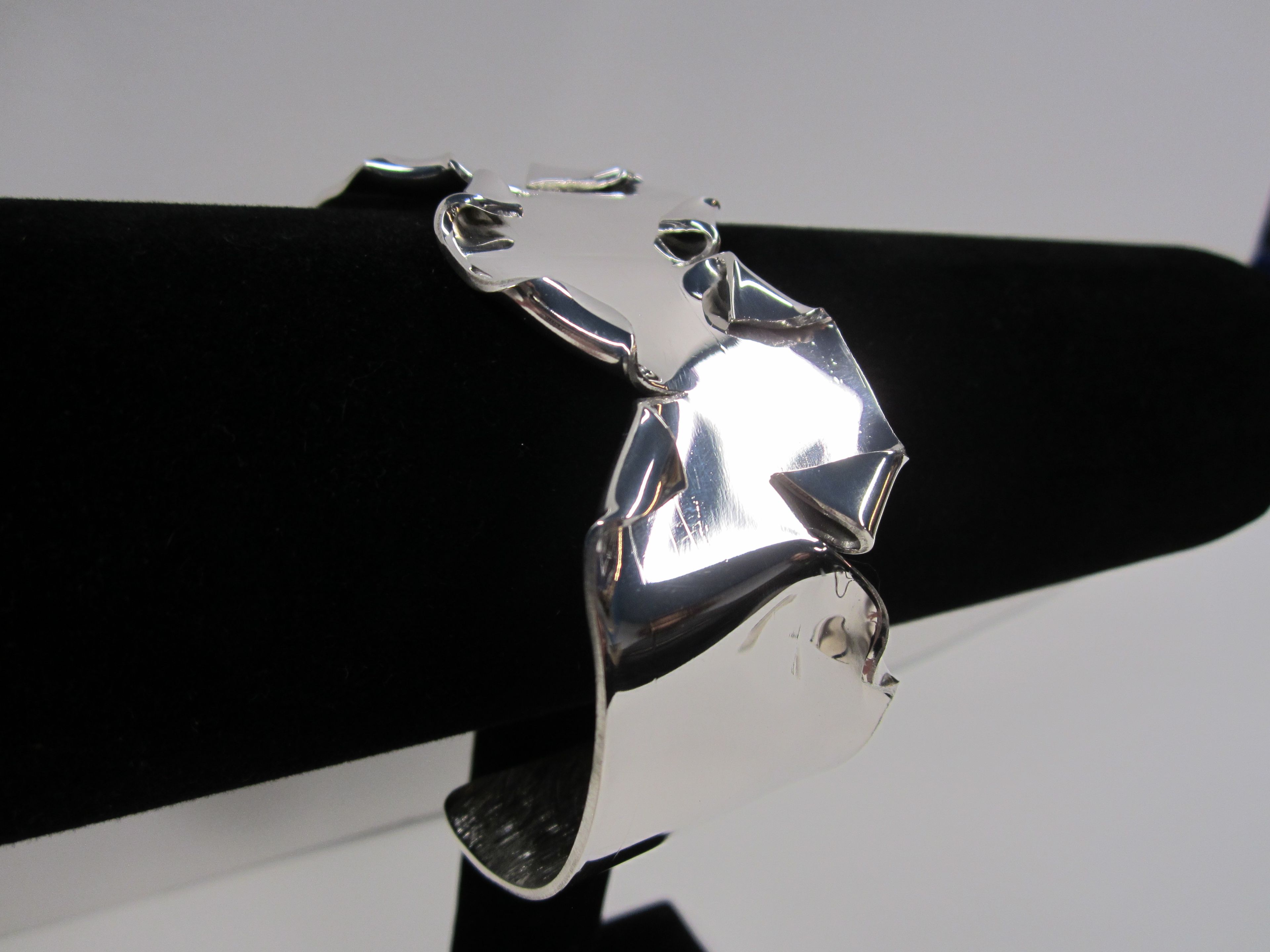 Sterling Silver Cuff Bracelet With 2 
