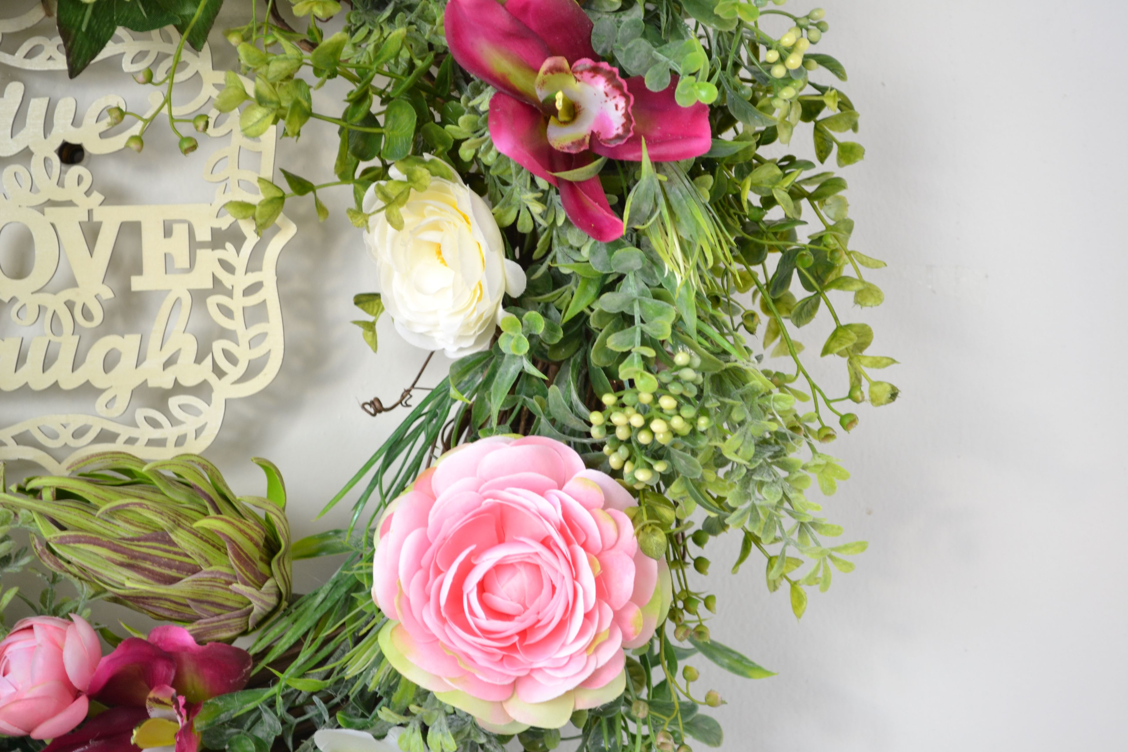 Front Door Wreath, Summer Wreath, Orchids Wreath, Peony Wreath, Home Decor, Silk Floral Arrangement 4 