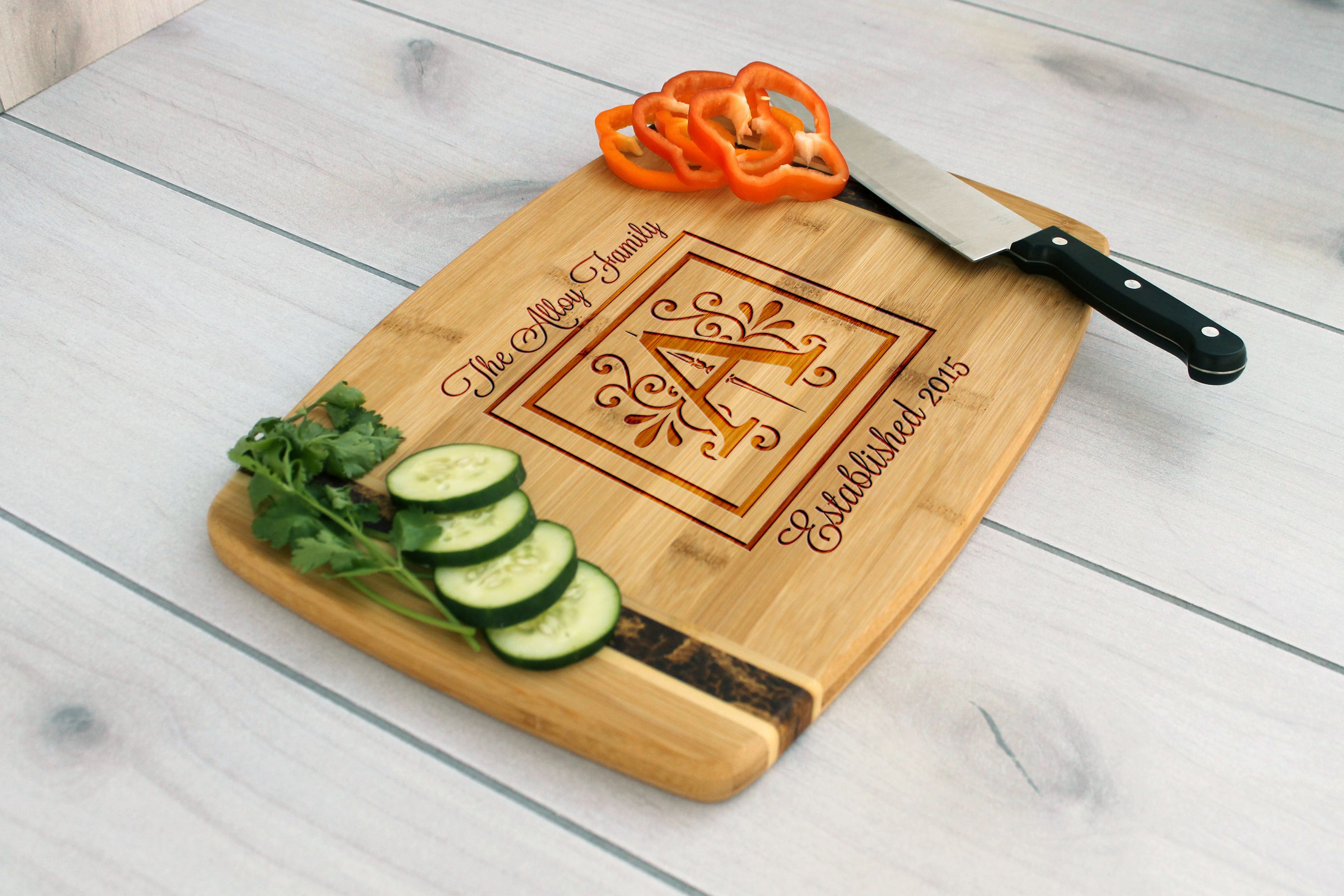 Personalized Cutting Board, Engraved Cutting Board, Custom Wedding Gift – Cb-Bamm-Alloy