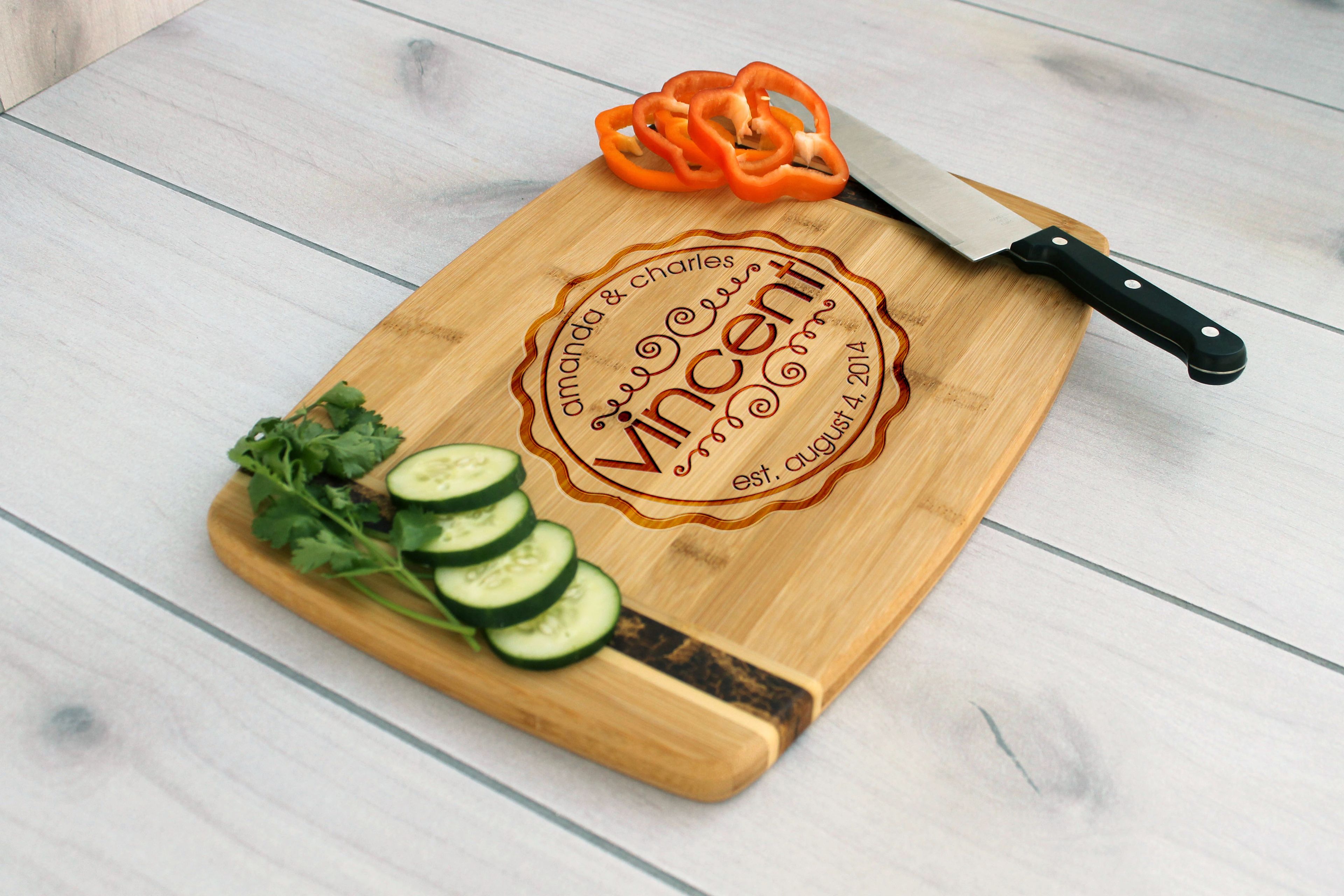 Personalized Cutting Board, Engraved Cutting Board, Custom Wedding Gift – Cb-Bamm-Vincent