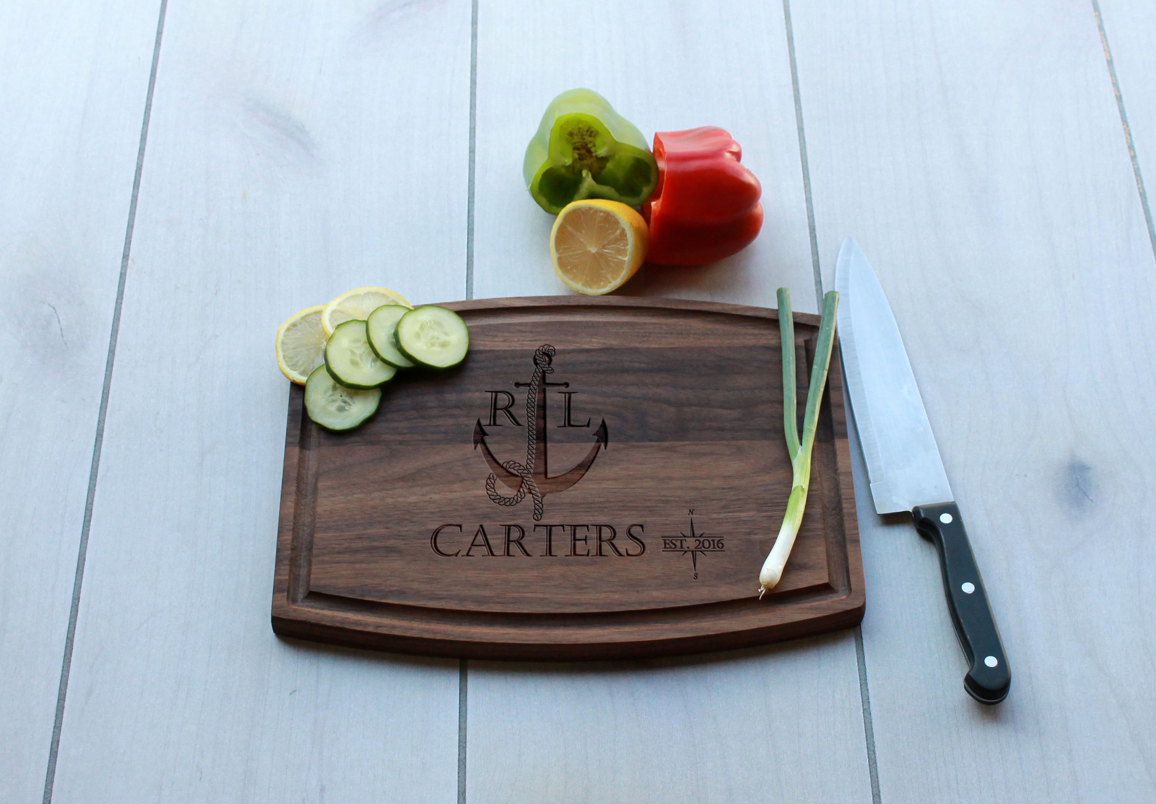Personalized Cutting Board, Engraved Cutting Board, Custom Wedding Gift – Cba-Wal-Carters Nautical