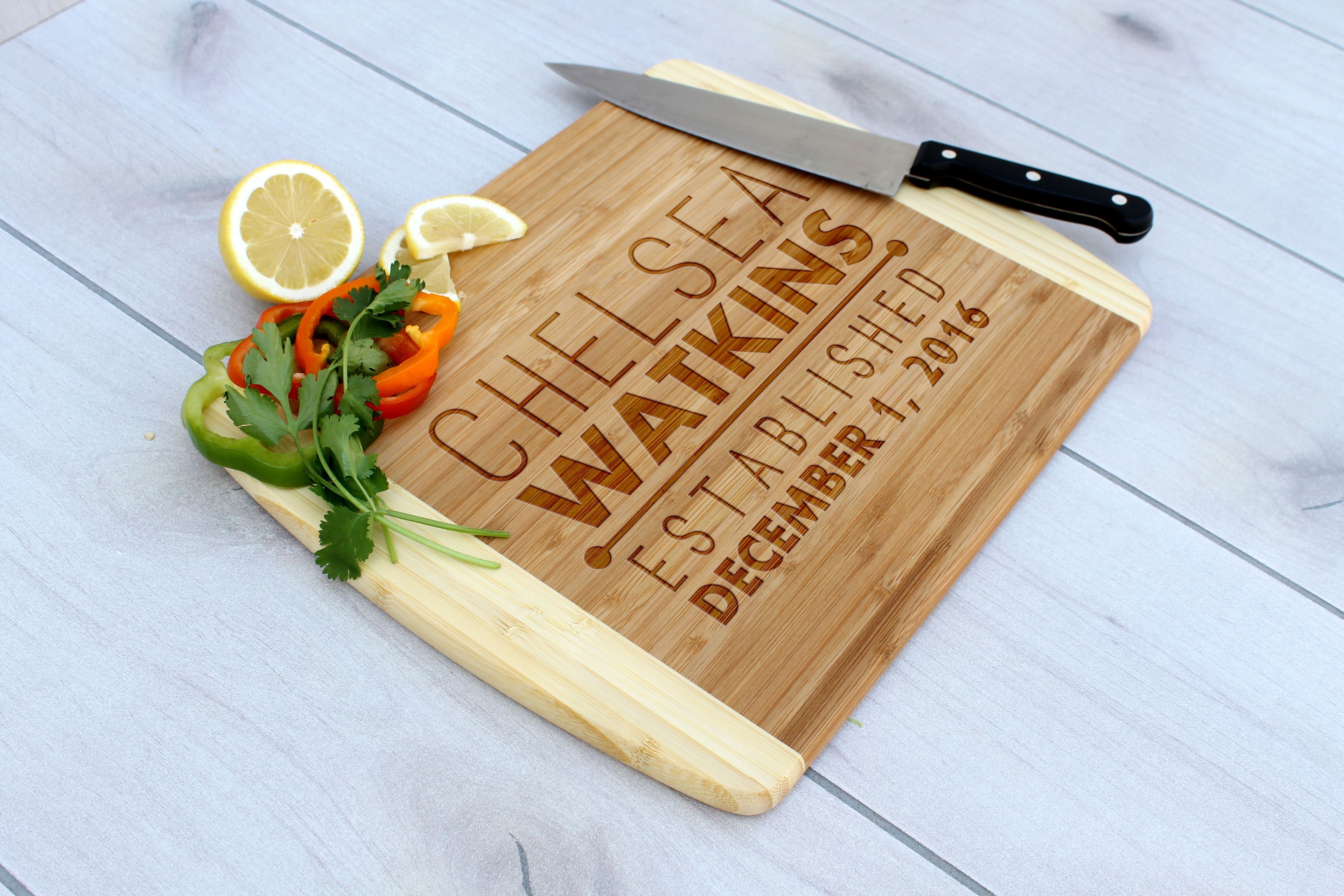 Personalized Cutting Board, Engraved Cutting Board, Custom Wedding Gift – Cb-Bam-Chelsea Watkins