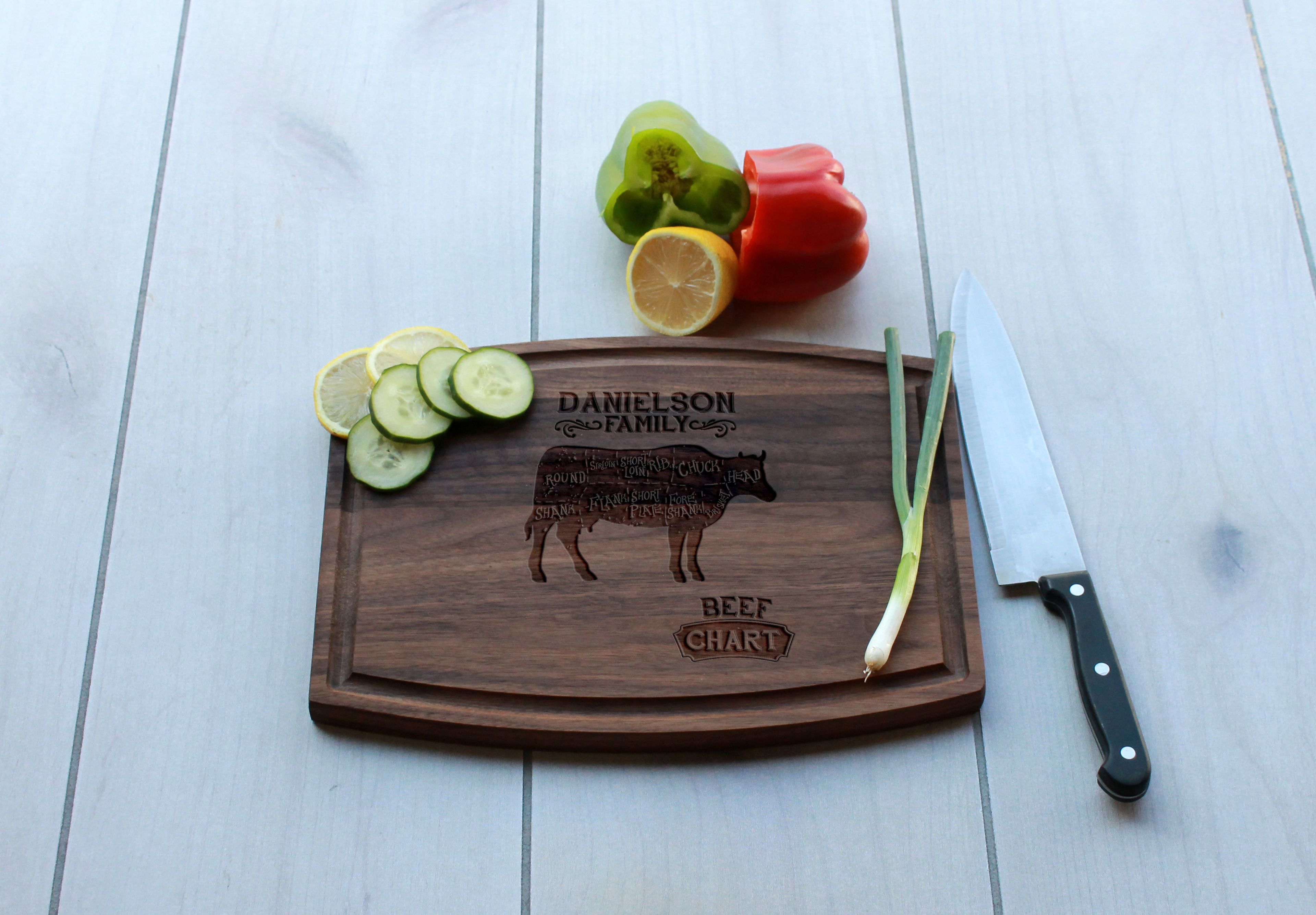 Personalized Cutting Board, Cutting Board, Wedding Gift – Cba-Wal-Danielson Family Beef Chart