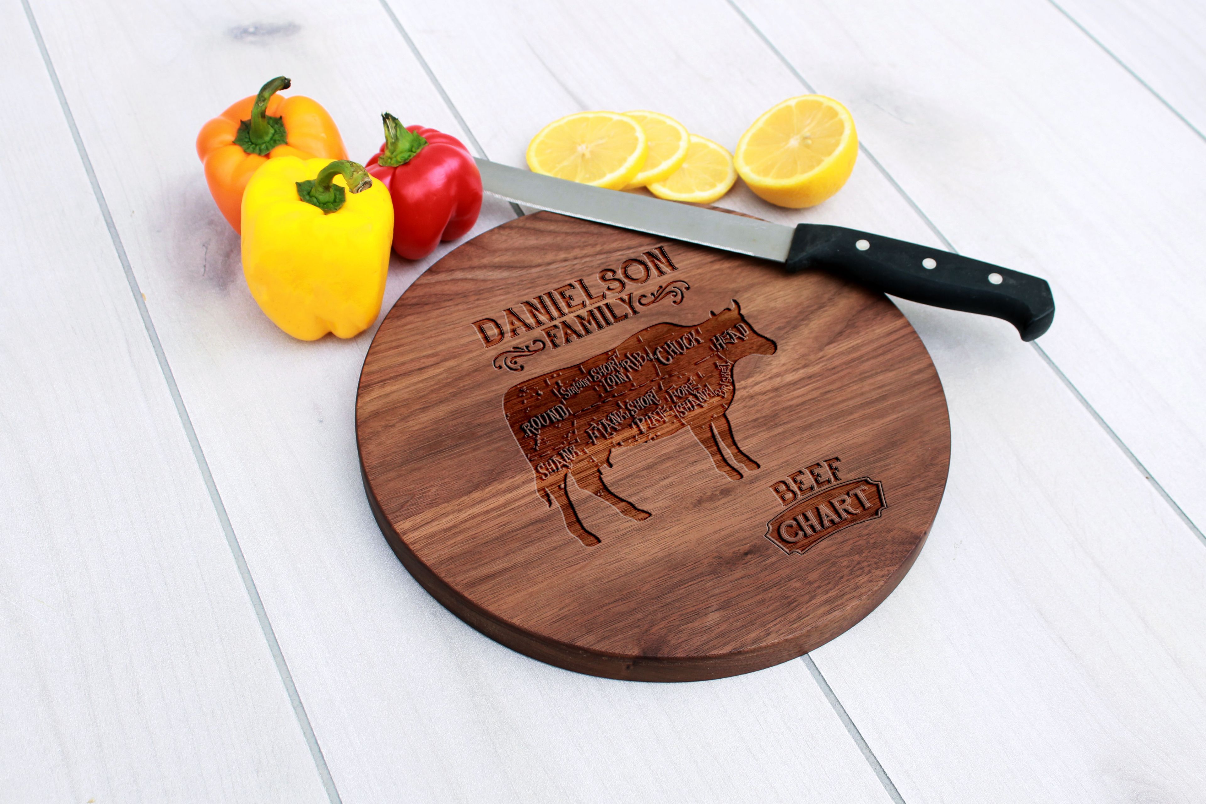 Personalized Cutting Board, Cutting Board, Wedding Gift – Cbr-Wal-Danielson Family Beef Chart