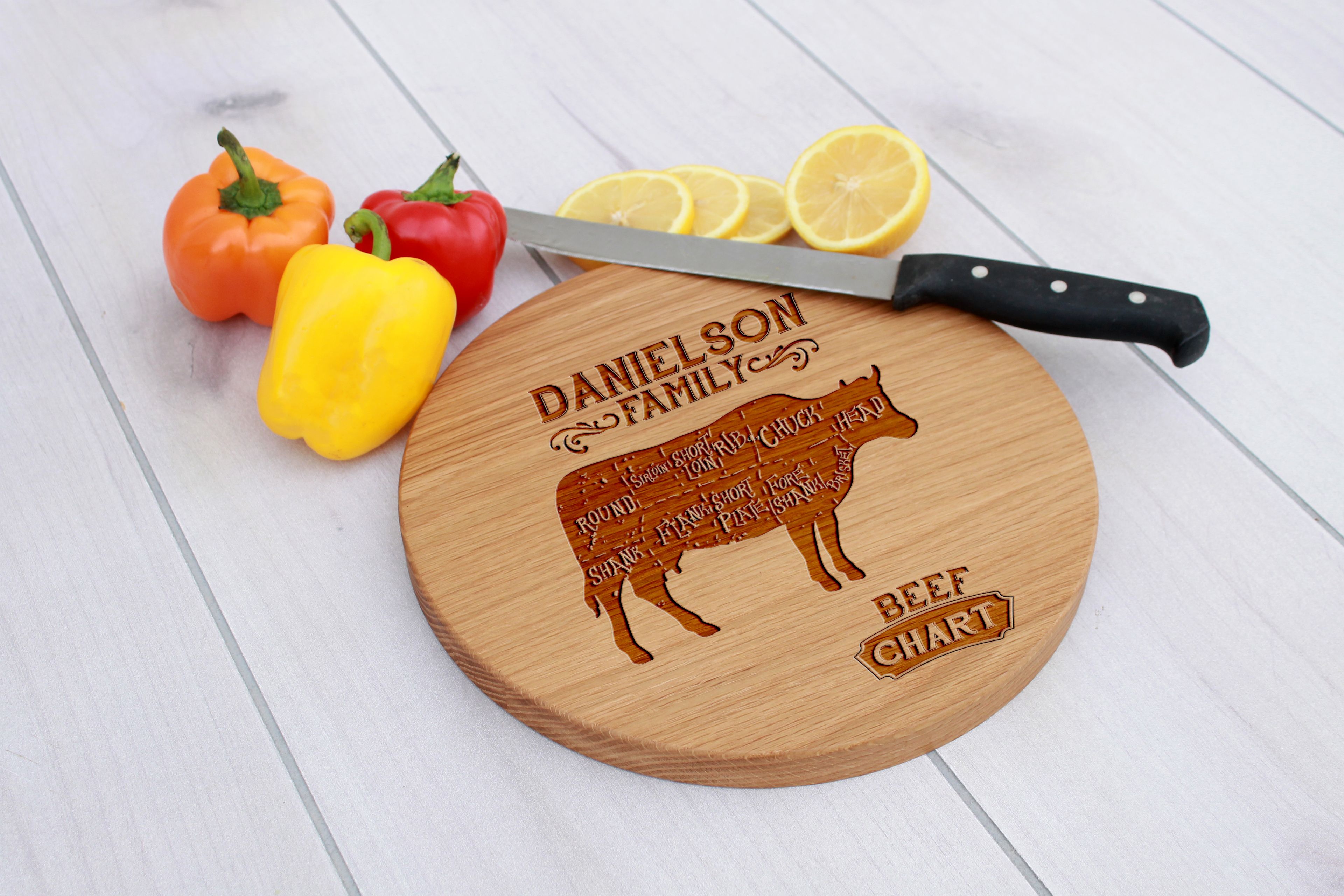 Personalized Cutting Board, Cutting Board, Wedding Gift – Cbr-Wo-Danielson Family Beef Chart