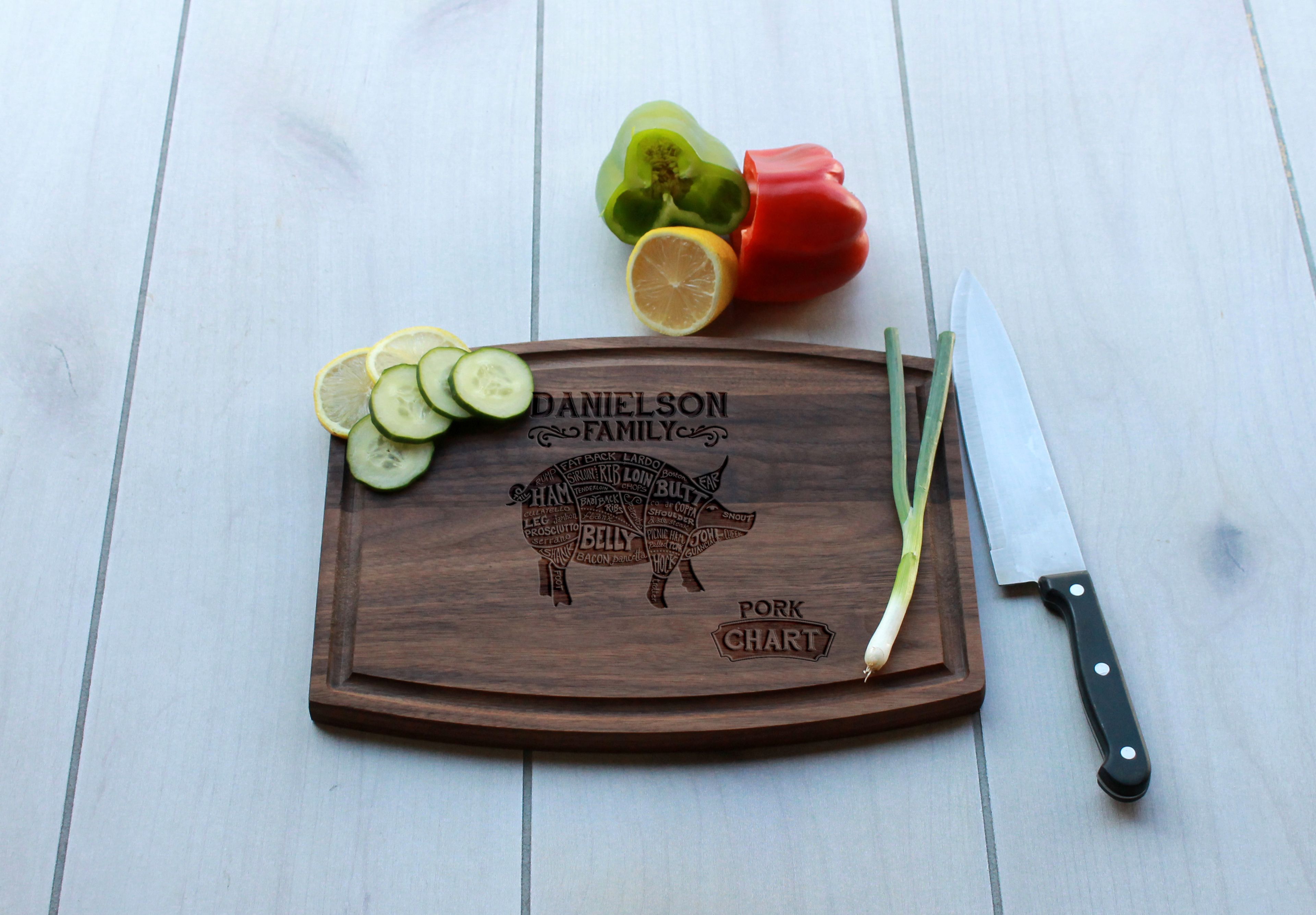 Personalized Cutting Board, Cutting Board, Wedding Gift – Cba-Wal-Danielson Family Pork Char