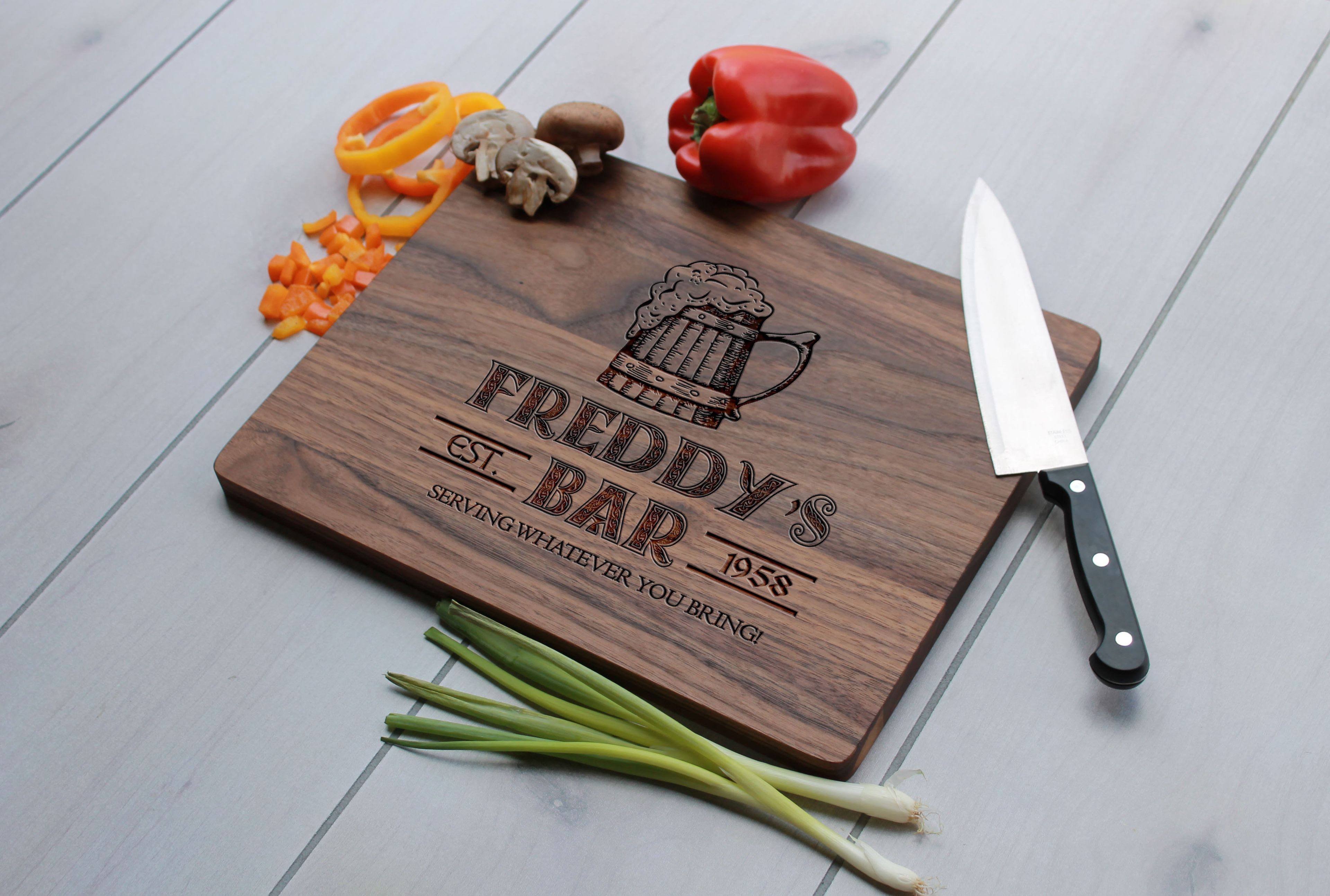 Personalized Cutting Board, Engraved Cutting Board, Custom Wedding Gift – Cb-Wal-Freddy's Bar
