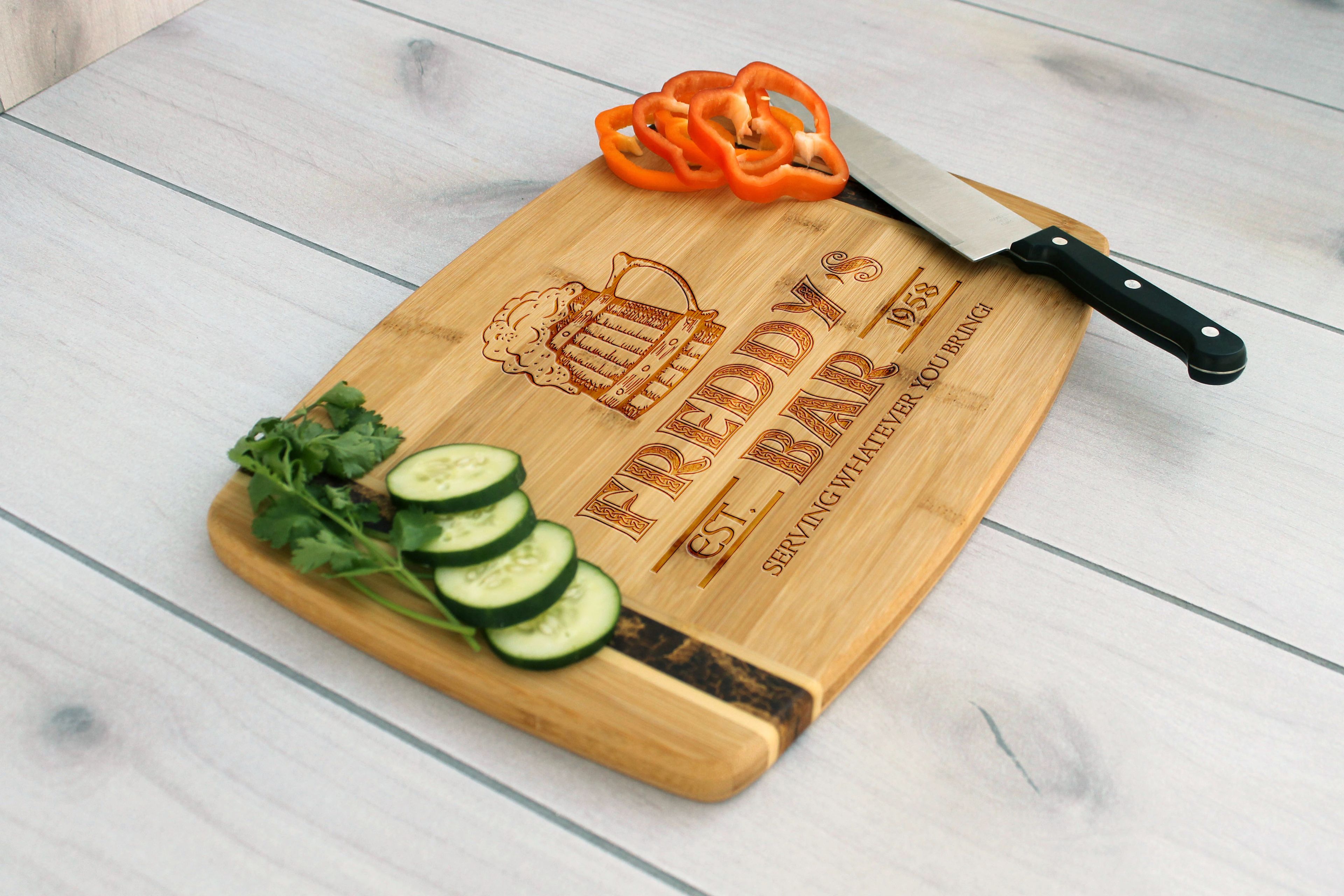 Personalized Cutting Board, Engraved Cutting Board, Custom Wedding Gift – Cb-Bamm-Freddy's Bar