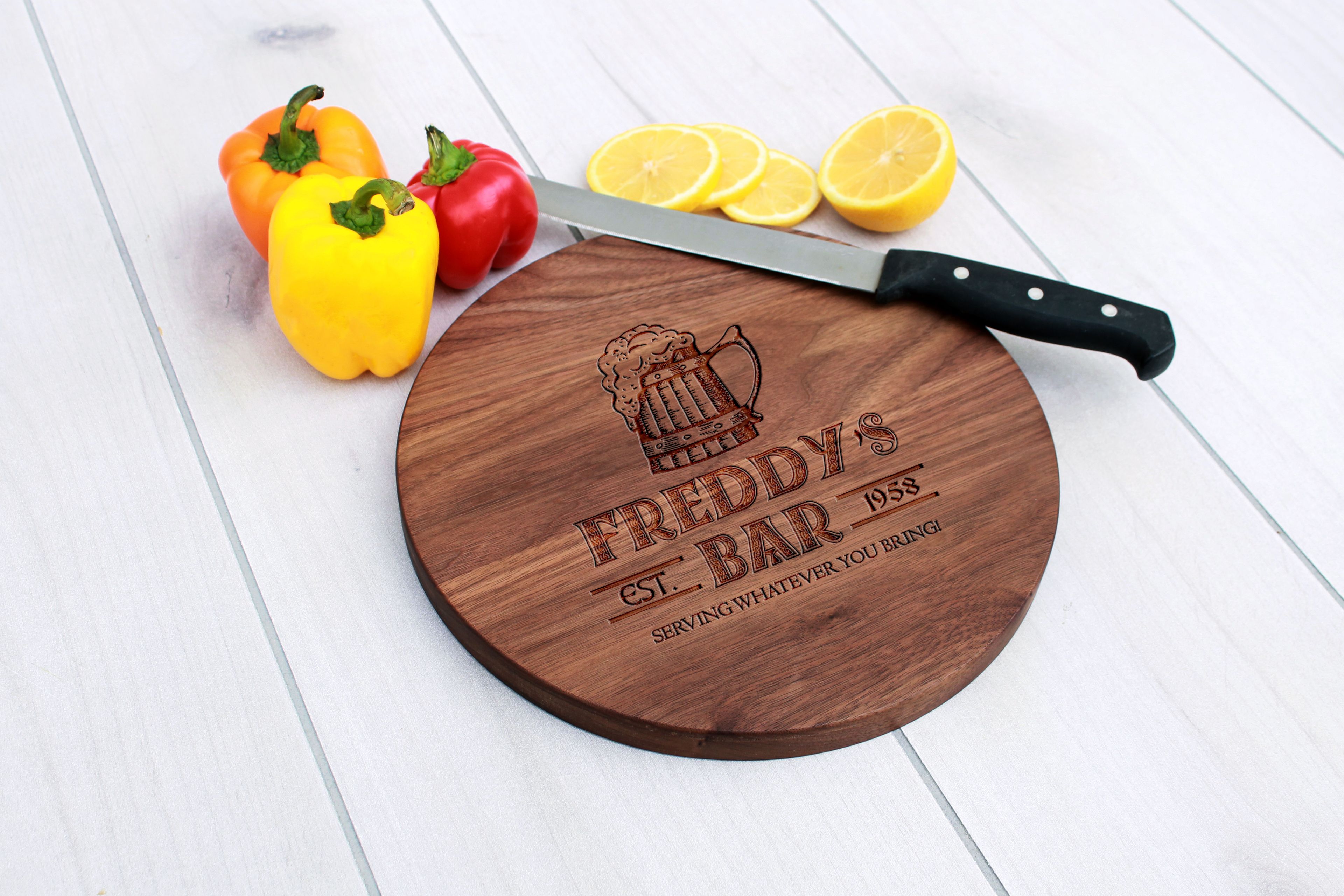 Personalized Cutting Board, Engraved Cutting Board, Custom Wedding Gift – Cbr-Wal-Freddy's Bar