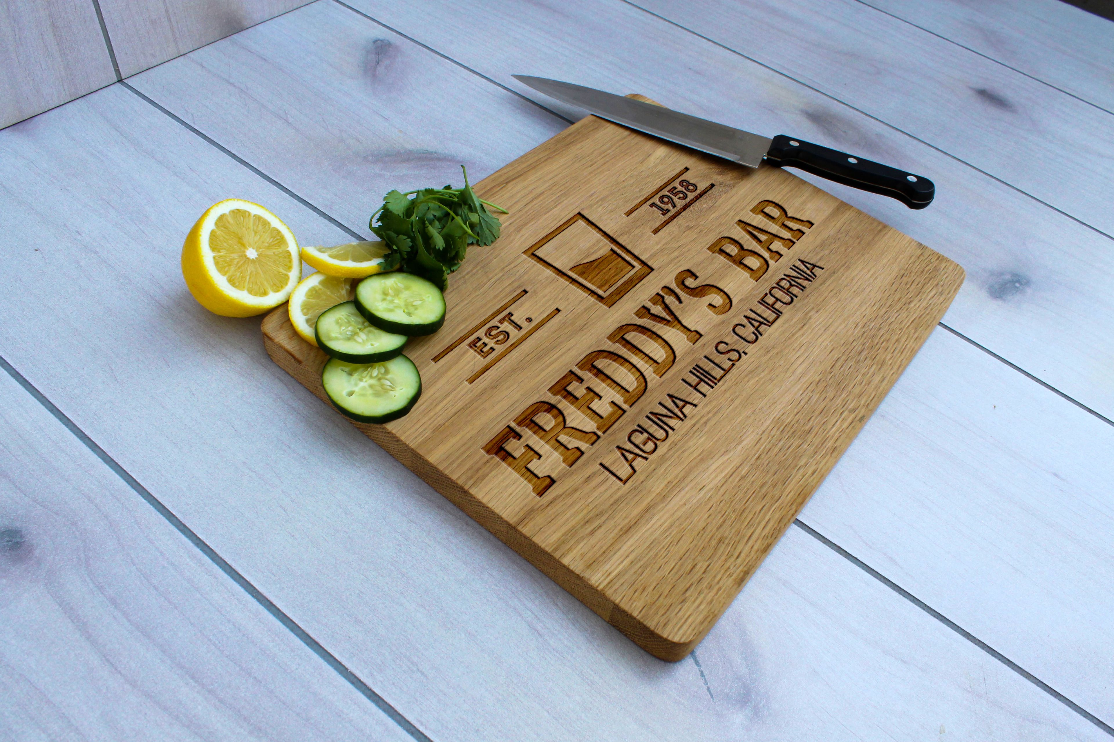 Personalized Cutting Board, Engraved Cutting Board, Custom Wedding Gift – Cb-Wo-Freddy's Bar Classic