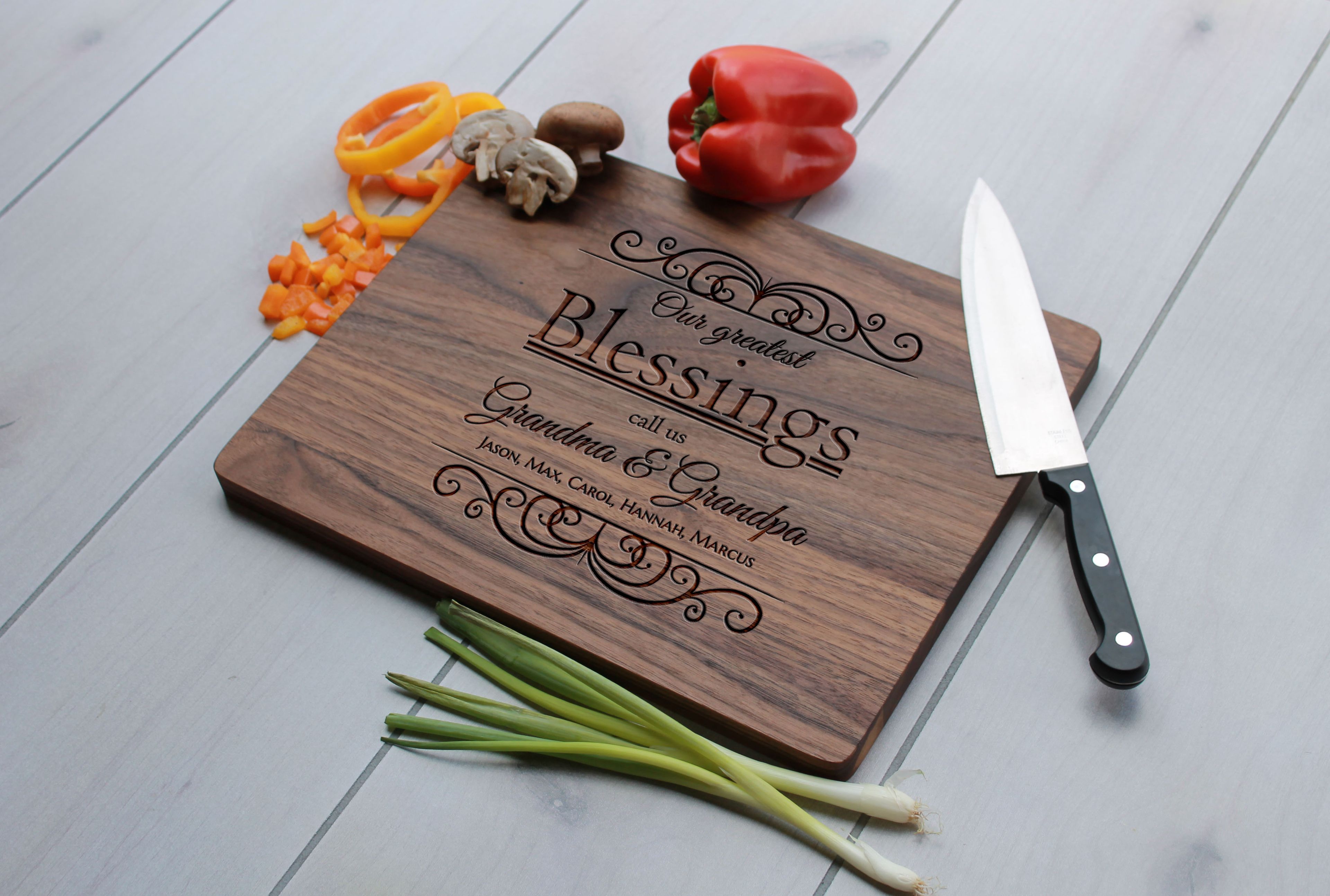 Personalized Cutting Board, Engraved Cutting Board, Custom Wedding Gift –-Cb-Wal-Greatestblessings
