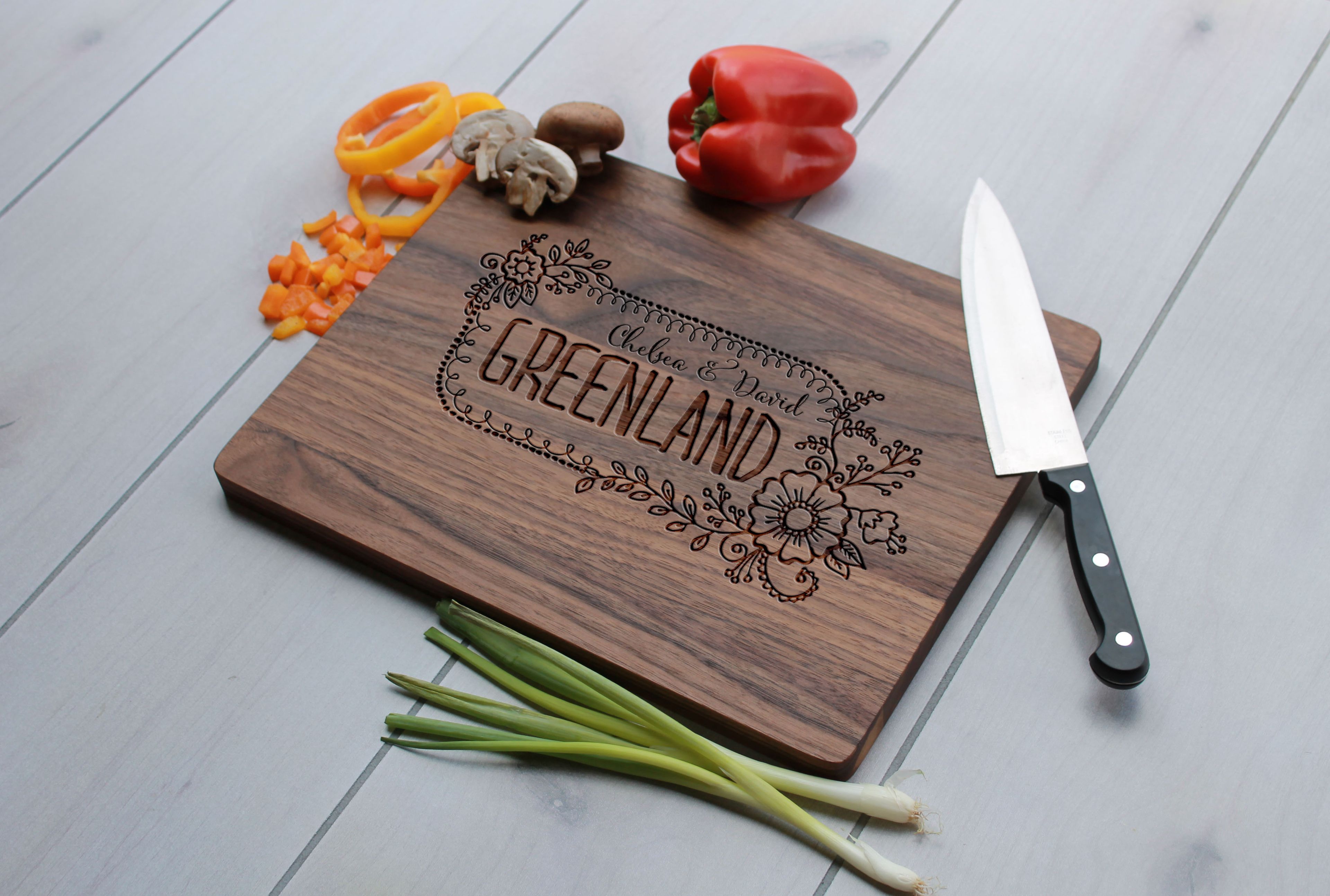 Personalized Cutting Board, Engraved Cutting Board, Custom Wedding Gift – Cb-Wal-Greenland
