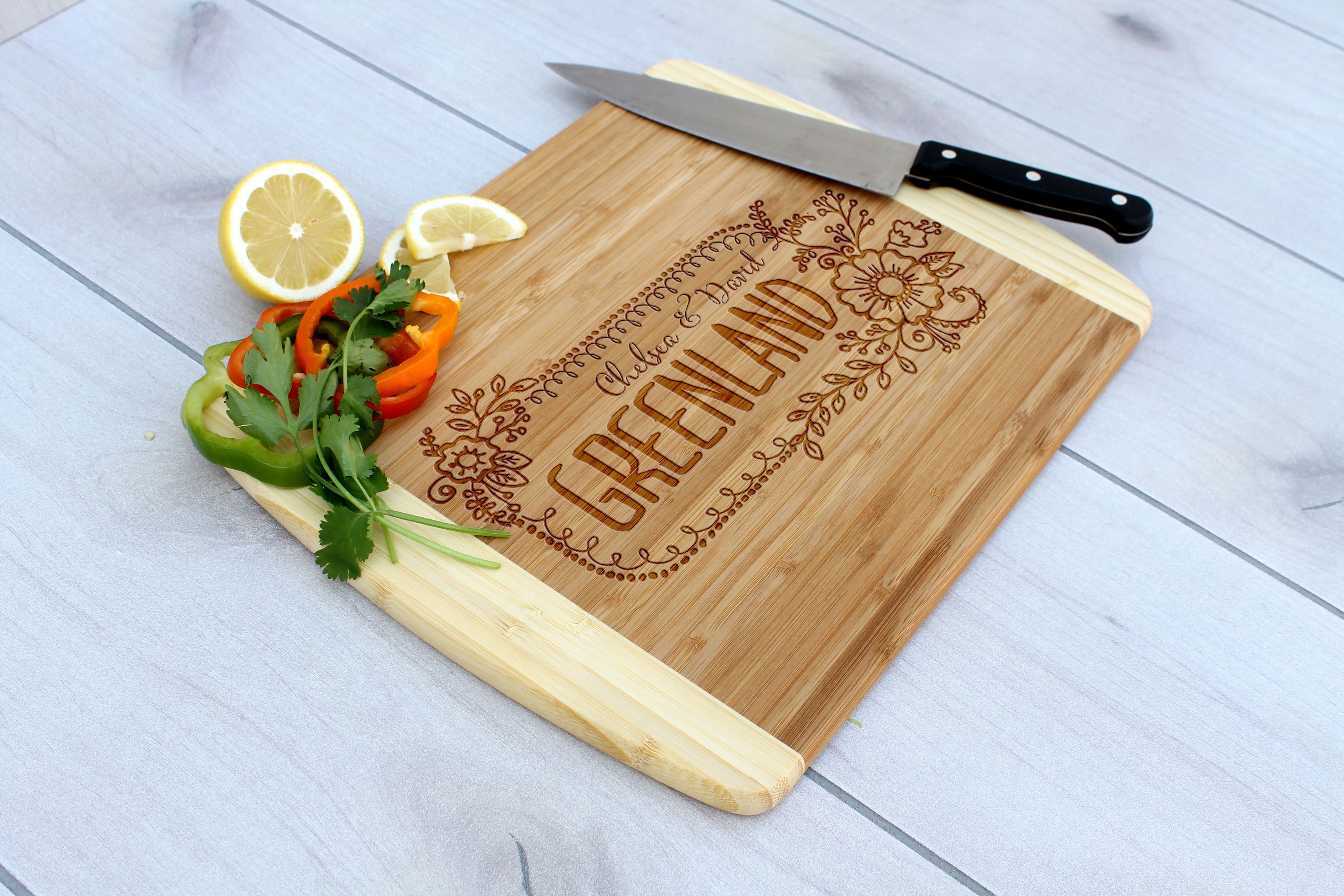 Personalized Cutting Board, Engraved Cutting Board, Custom Wedding Gift – Cb-Bam-Greenland