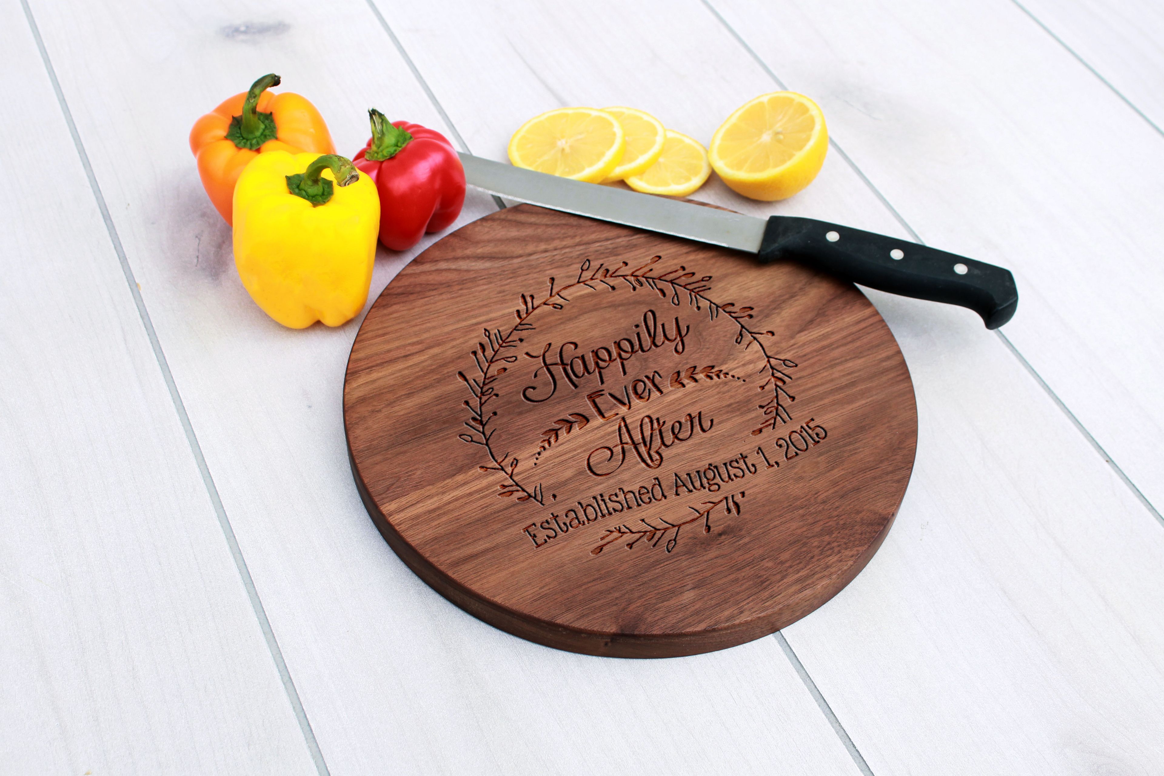 Personalized Cutting Board, Engraved Cutting Board, Custom Wedding Gift – Cbr-Wal-Happilyeverafter