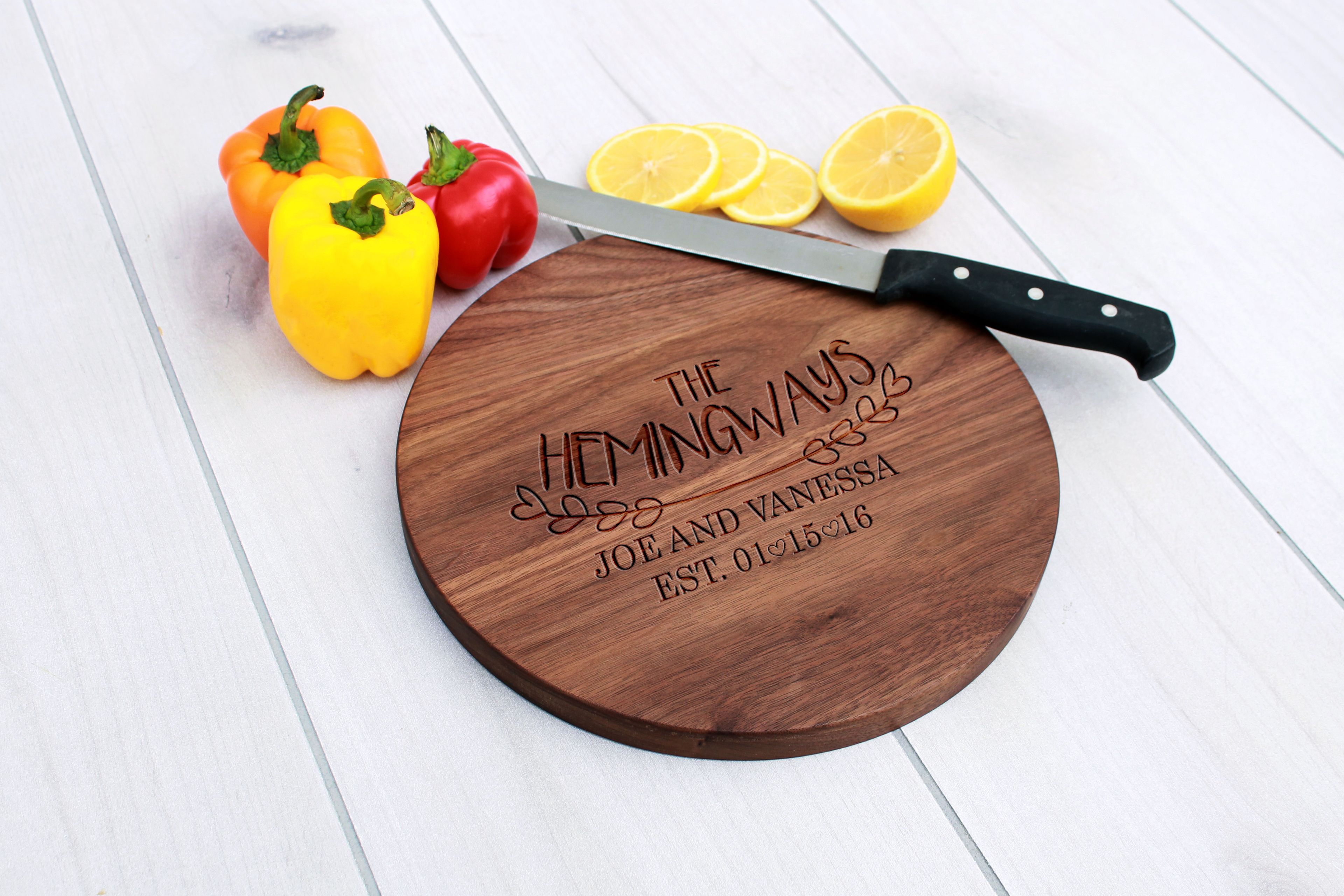 Personalized Cutting Board, Engraved Cutting Board, Custom Wedding Gift – Cbr-Wal-Hemingway