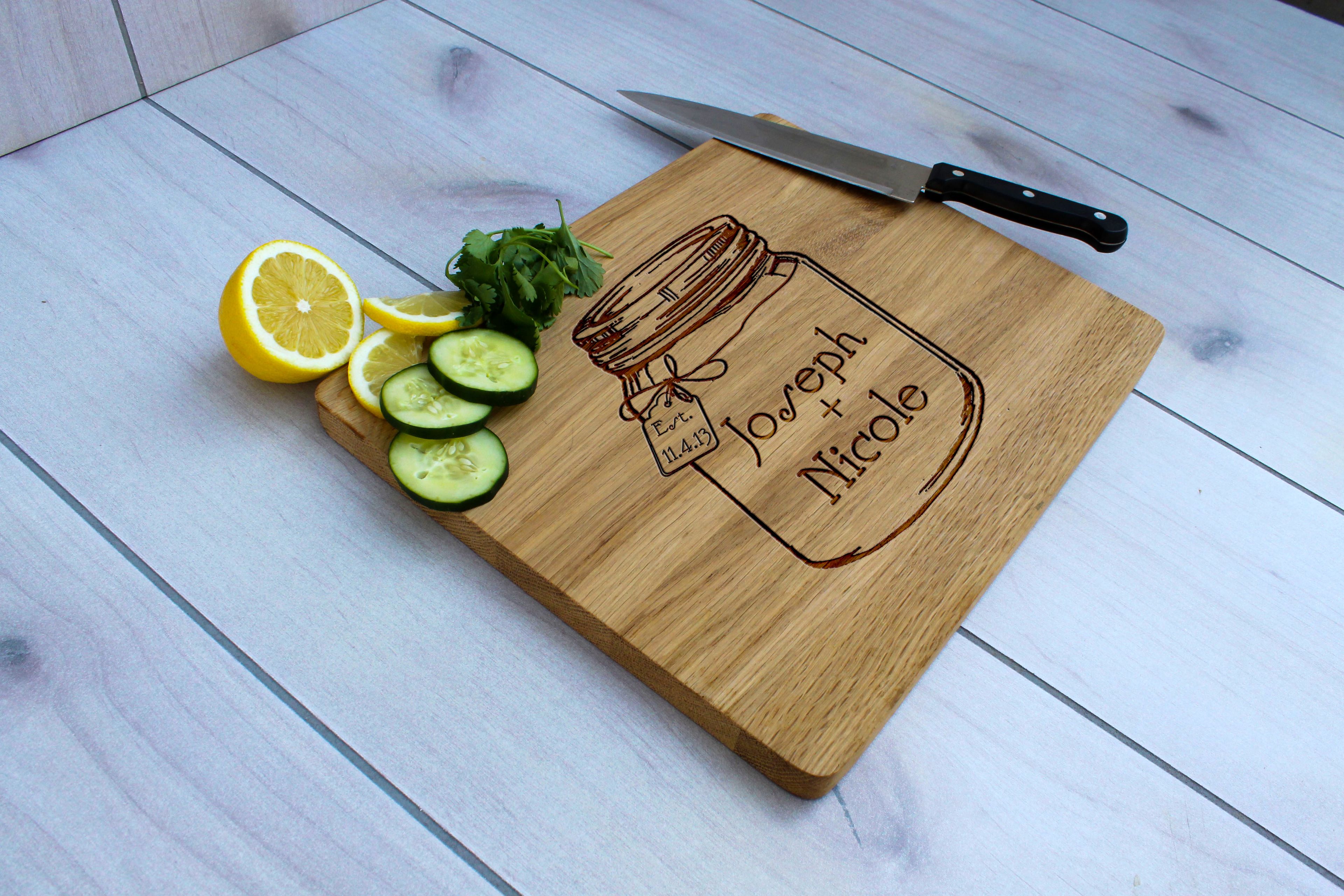 Personalized Cutting Board, Engraved Cutting Board, Wedding Gift – Cb-Wo-Joseph+Nicolemasonjar