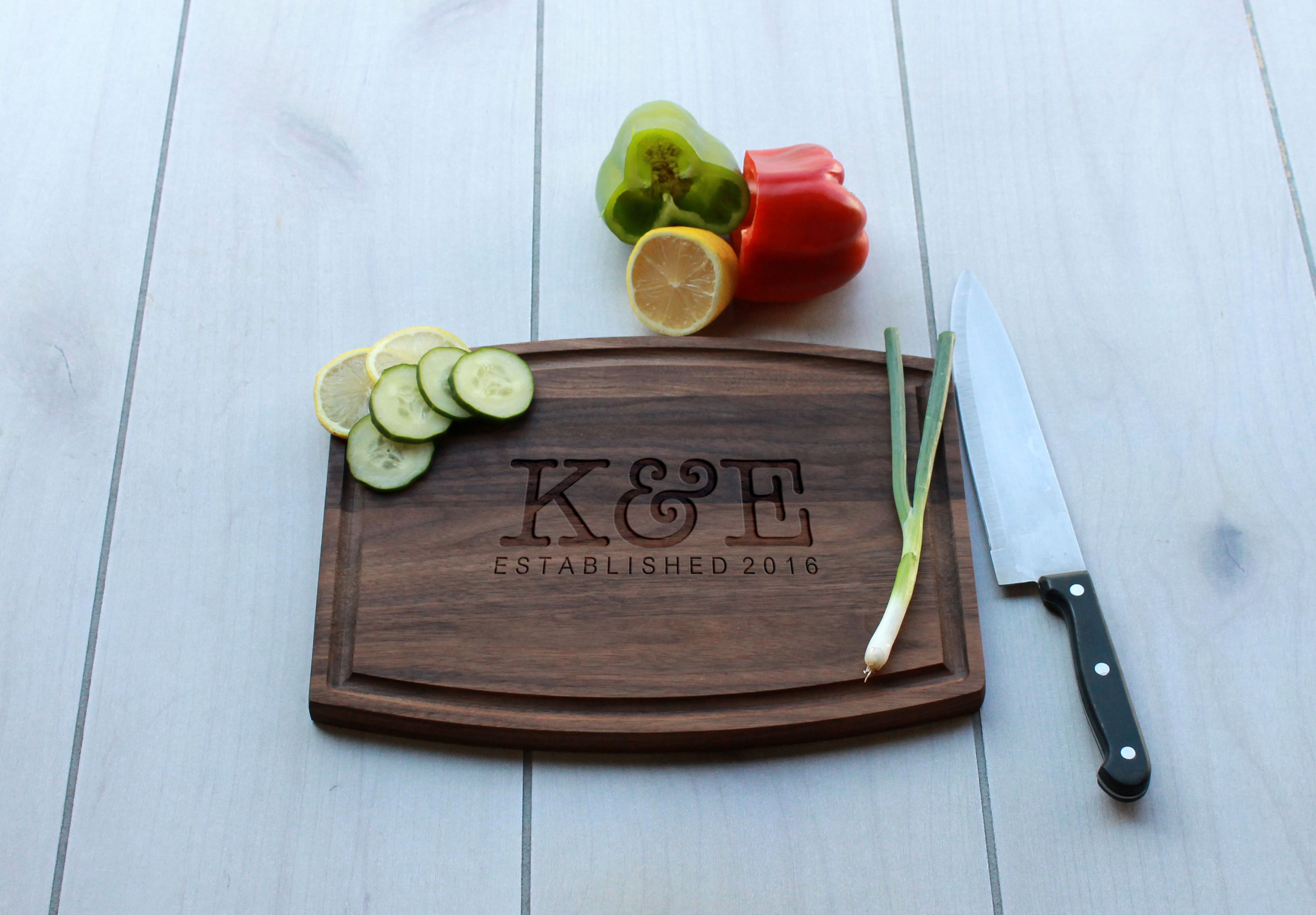 Personalized Cutting Board, Engraved Cutting Board, Custom Wedding Gift – Cba-Wal-K&E
