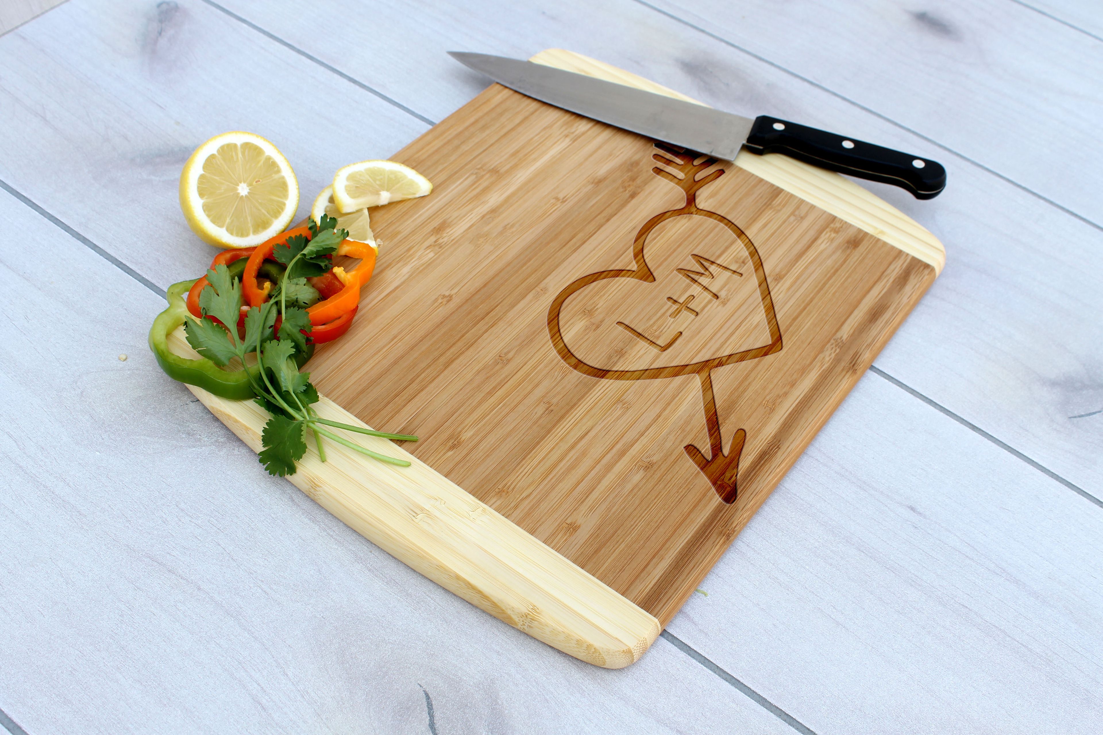 Personalized Cutting Board, Engraved Cutting Board, Custom Wedding Gift – Cb-Bam-Heart Initials