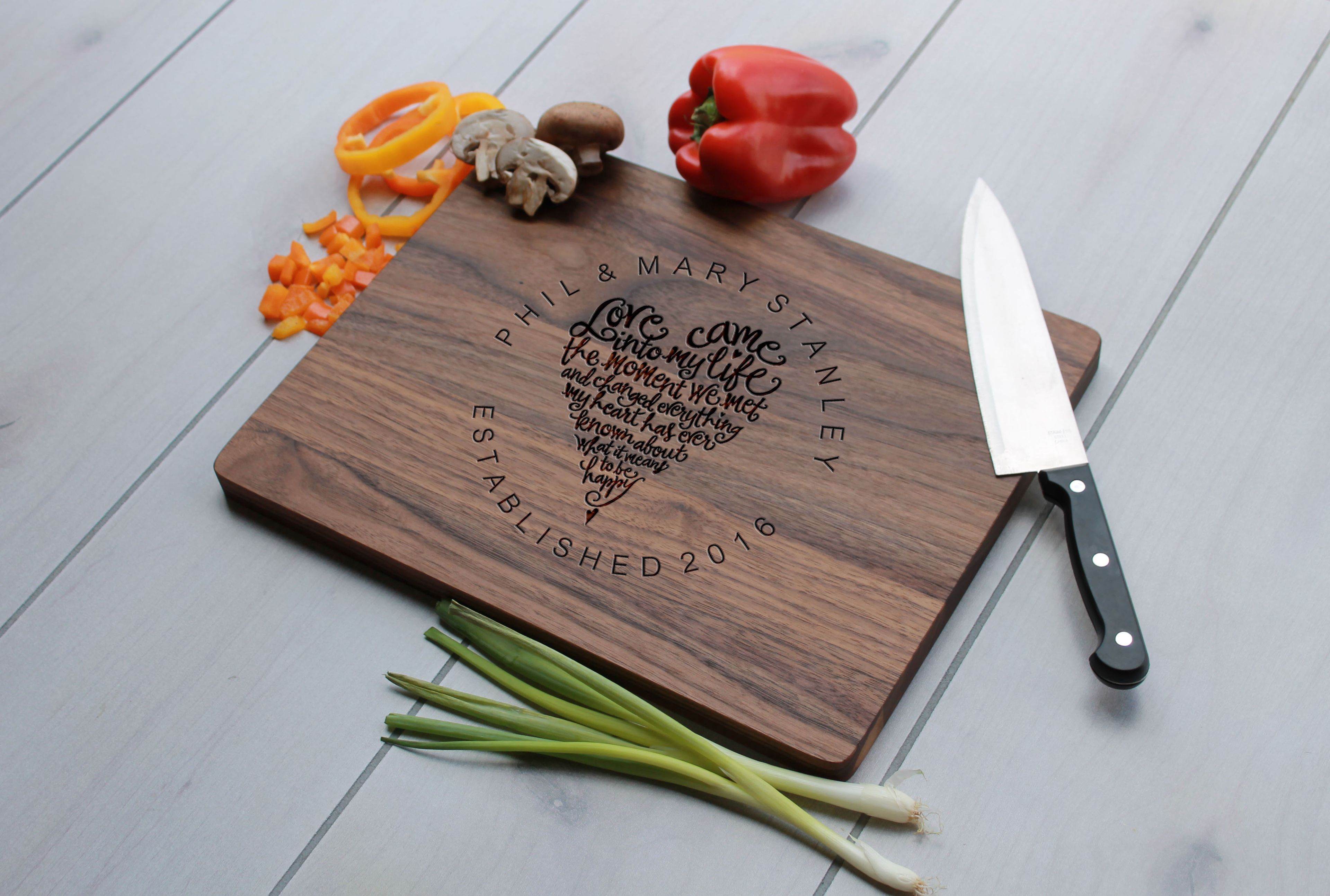 Personalized Cutting Board, Engraved Cutting Board, Custom Wedding Gift – Cb-Wal-Phil Marystanley