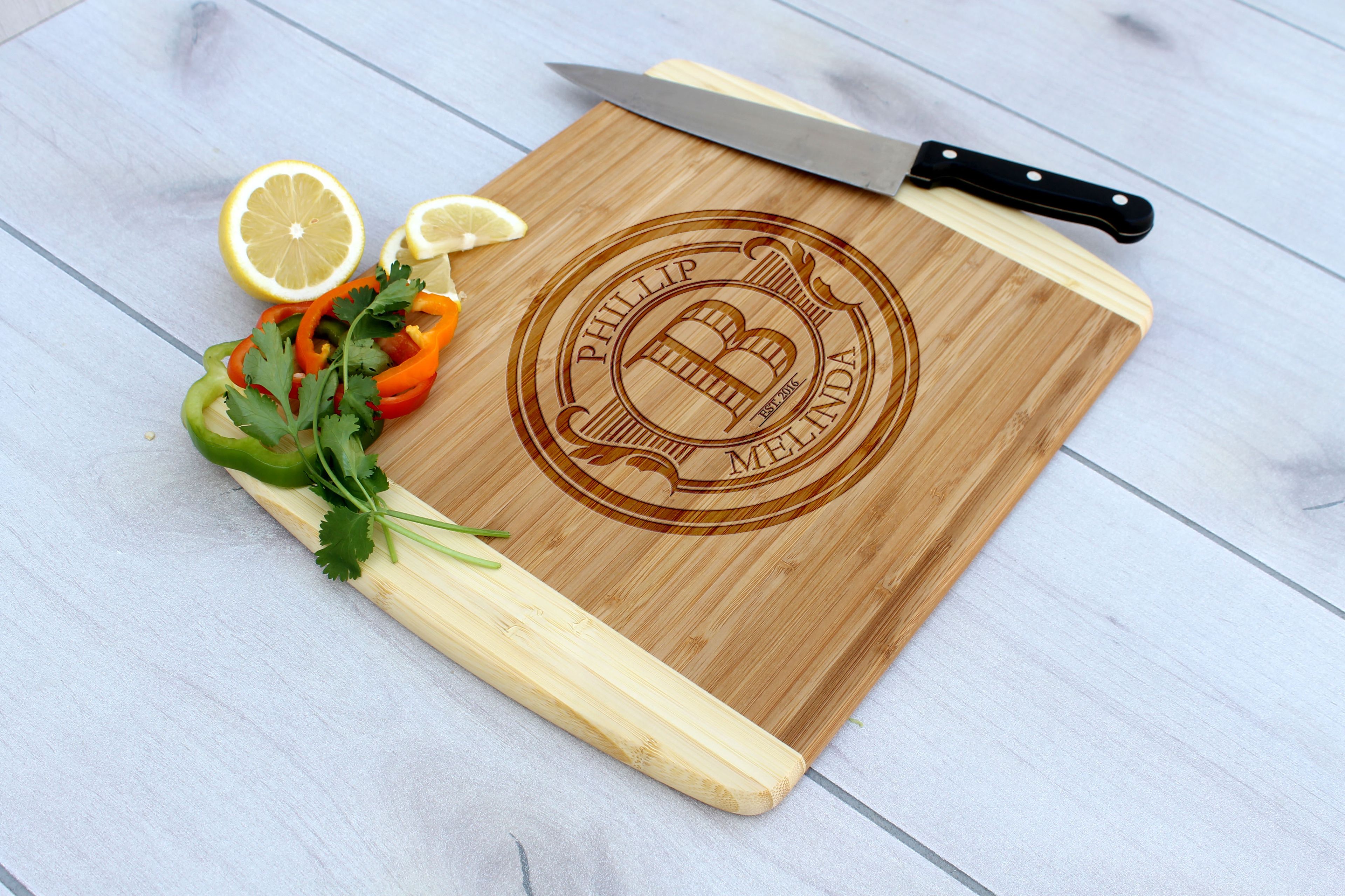 Personalized Cutting Board, Engraved Cutting Board, Custom Wedding Gift – Cb-Bam-Phillip Melinda