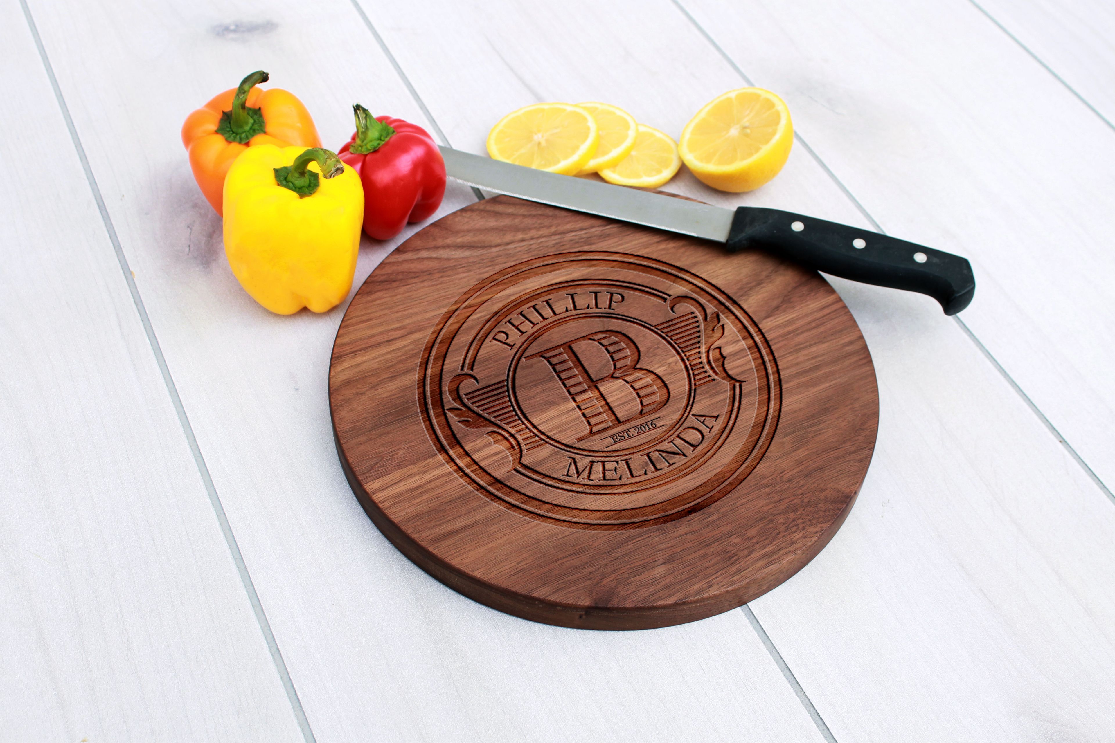 Personalized Cutting Board, Engraved Cutting Board, Custom Wedding Gift – Cbr-Wal-Phillipmelinda