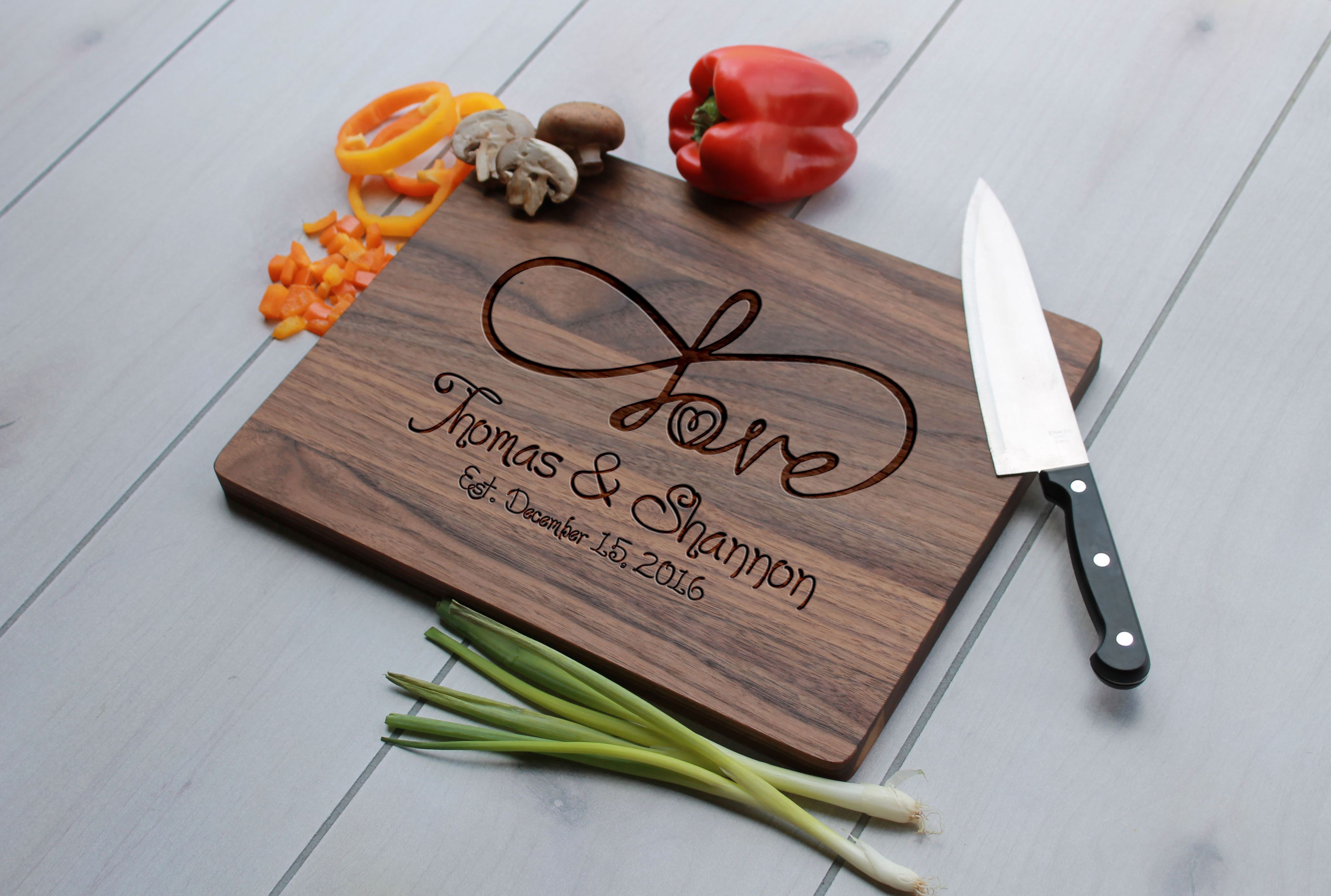 Personalized Cutting Board, Engraved Cutting Board, Custom Wedding Gift – Cb-Wal- Infinity