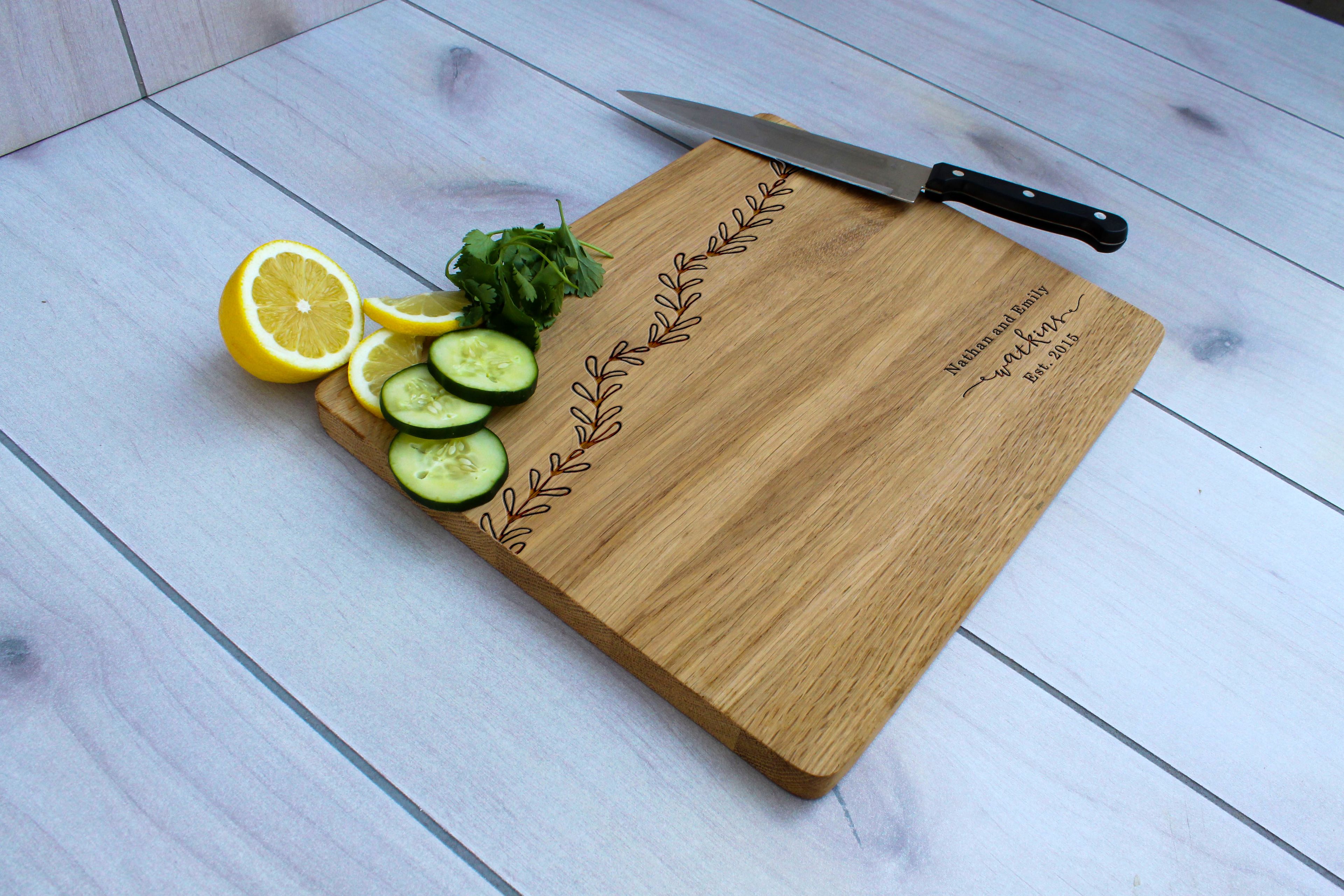 Personalized Cutting Board, Engraved Cutting Board, Custom Wedding Gift – Cb-Wo-Watkins Leaf