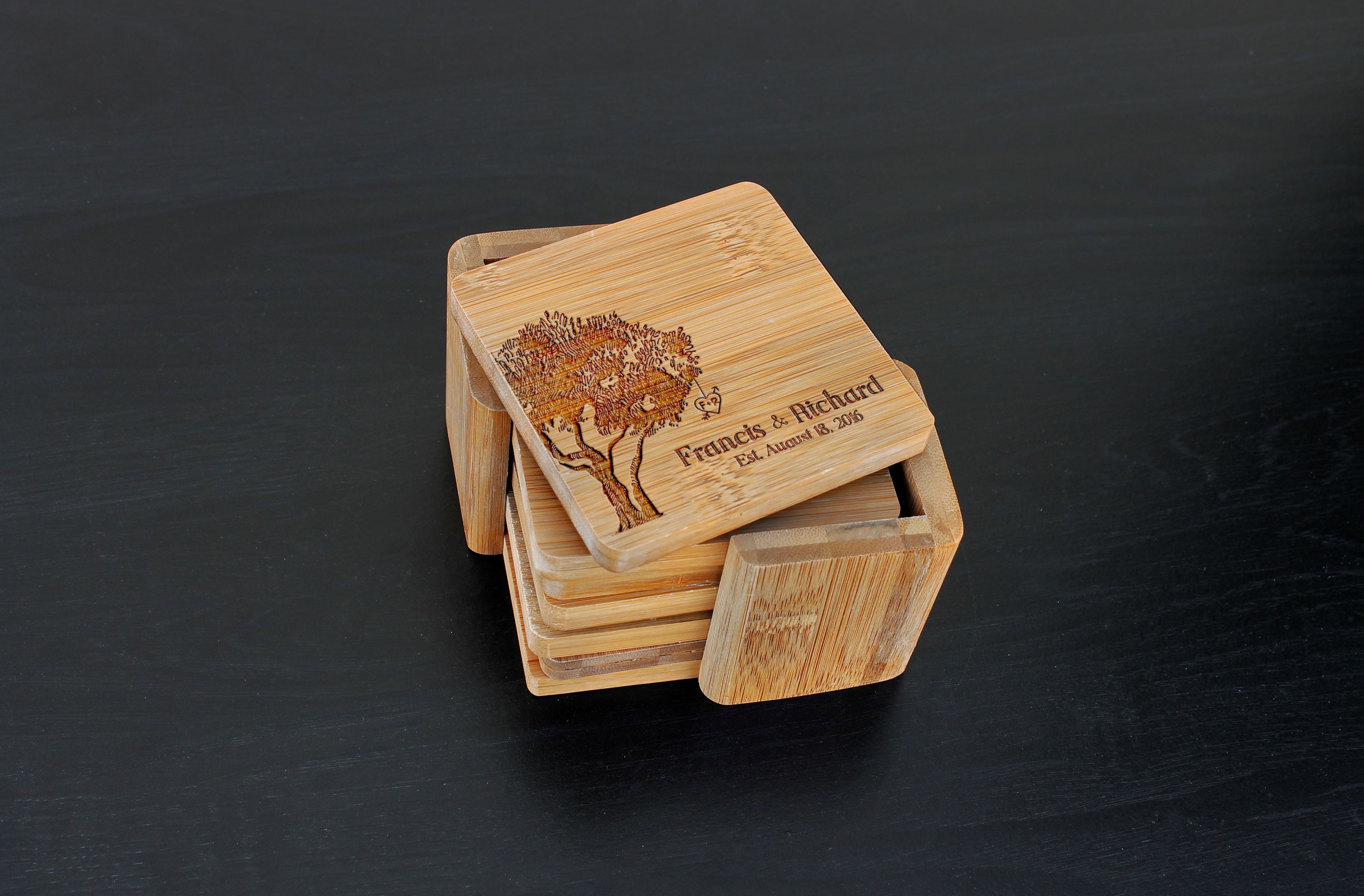 Custom Bamboo Coasters, Custom Engraved Coasters --Cst-Bam-Francis Richard