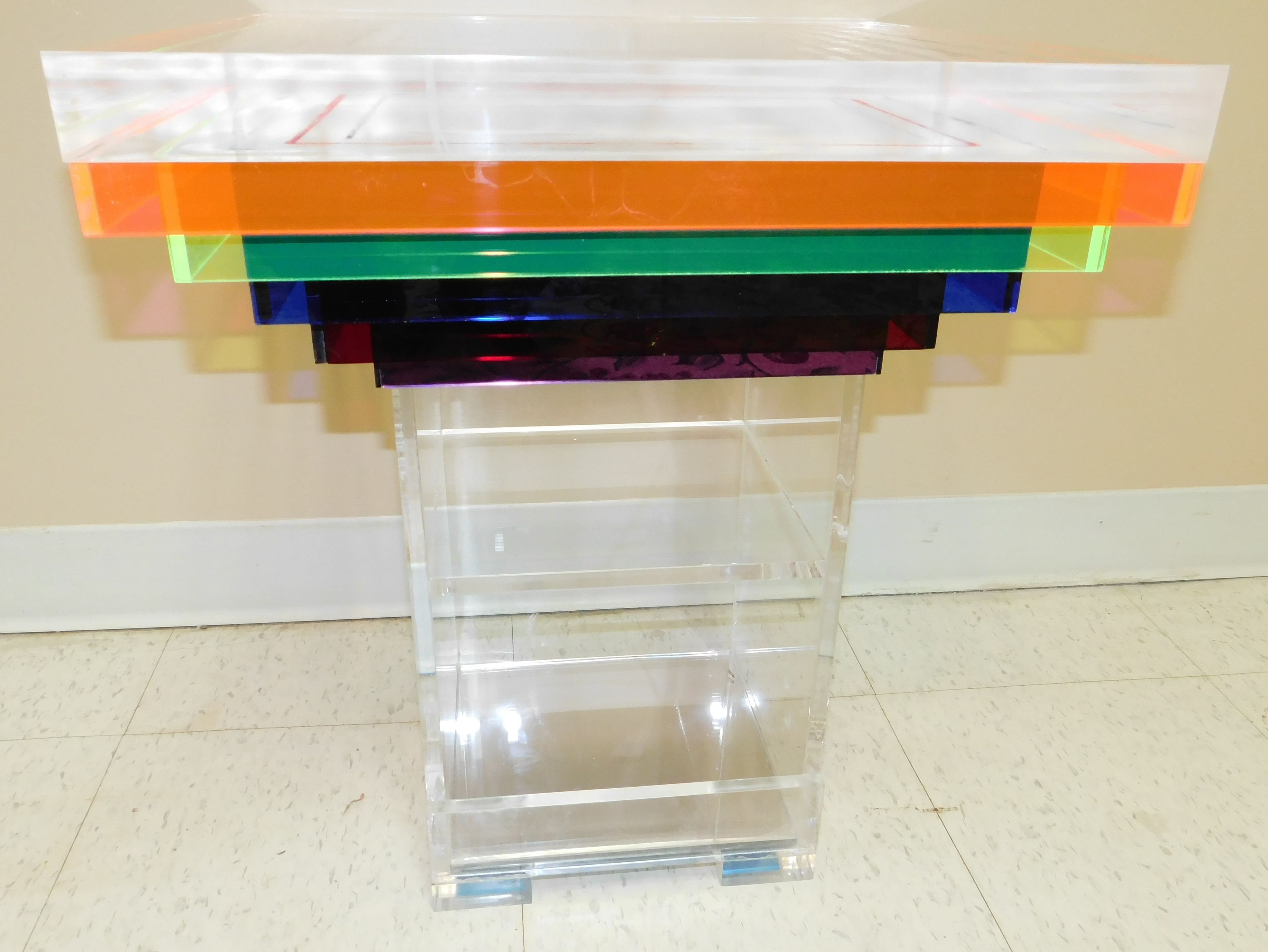 Acrylic Side / End Table - Rainbow Table - True One Of A Kind 2 
