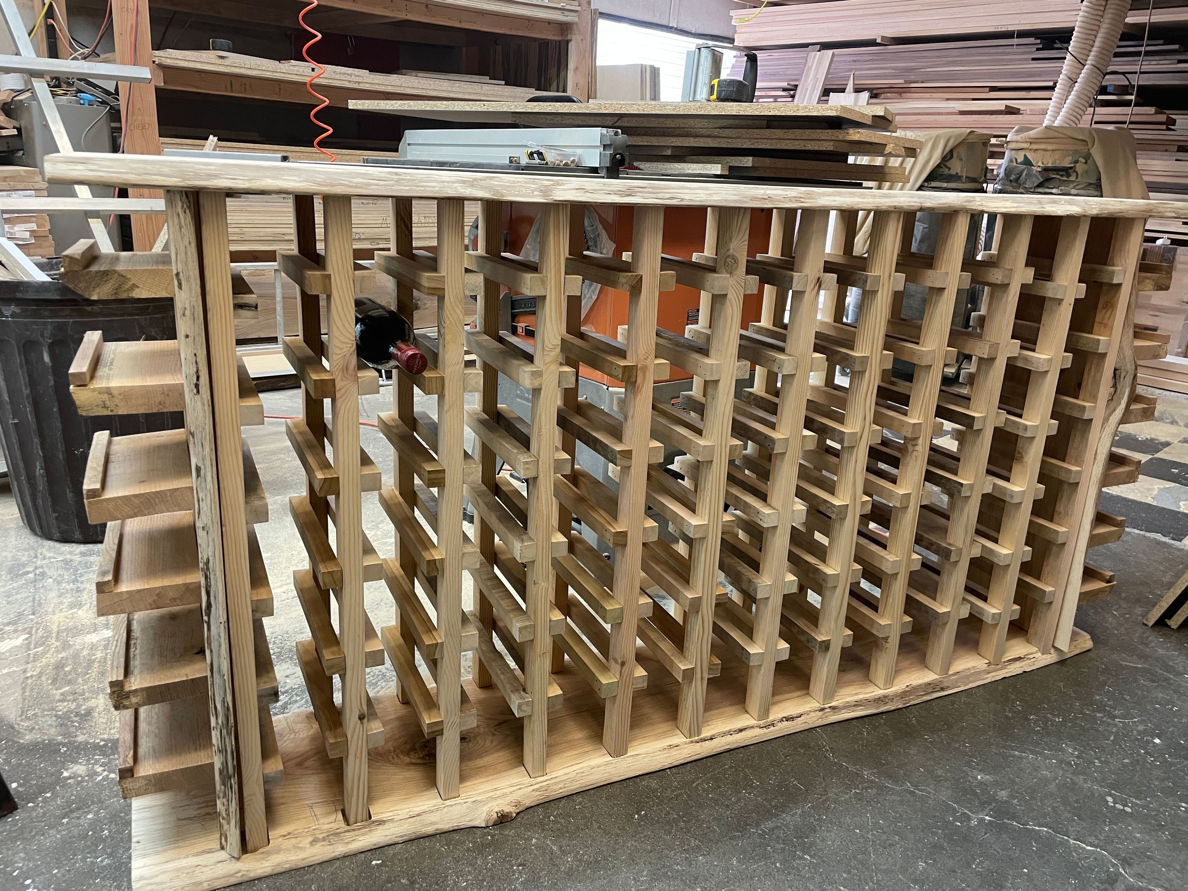 Wine rack display Natural Rough cut Oak custom sizes welcome 4 