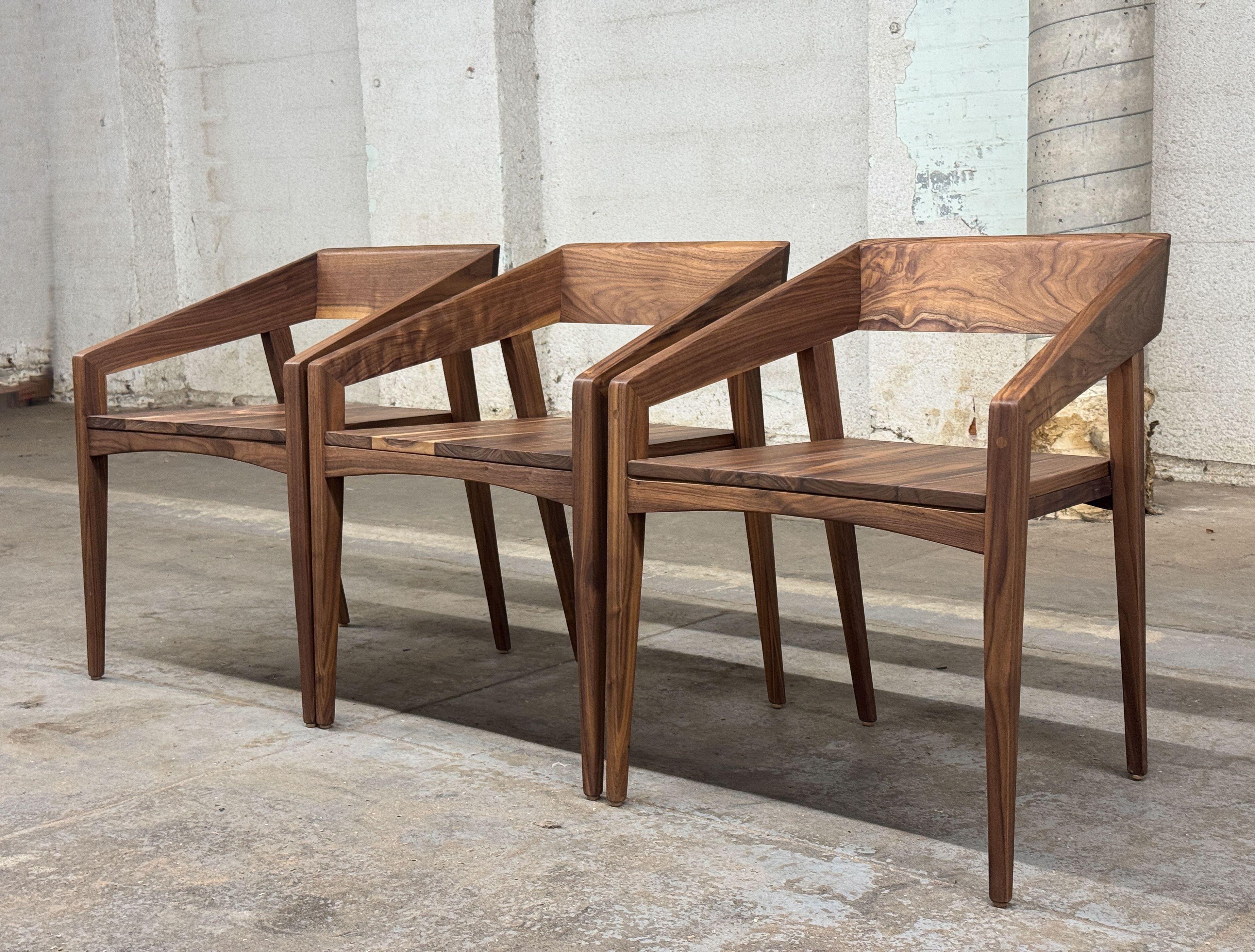 Modern Walnut Or Oak Armchairs 2 