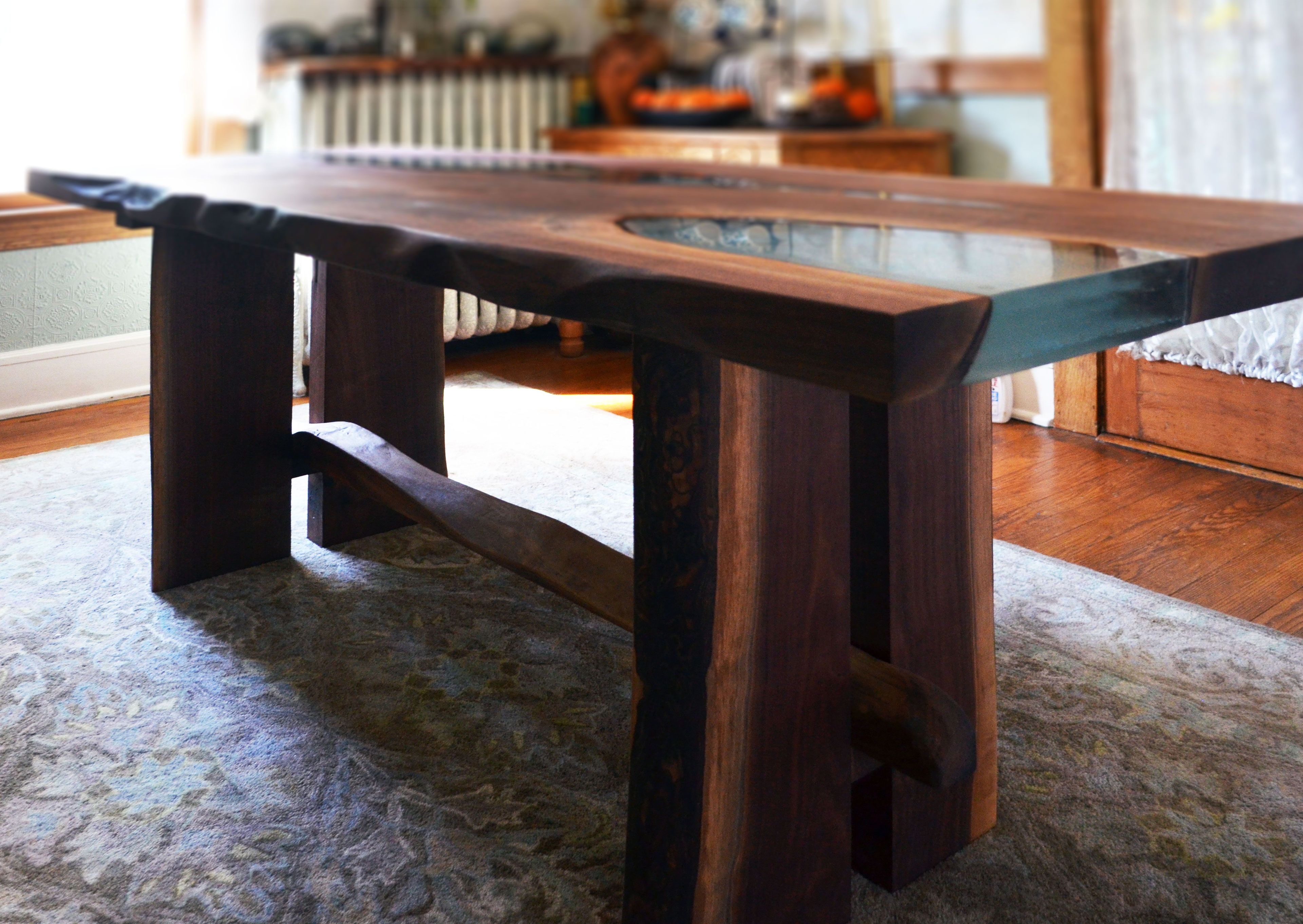 Live edge walnut with epoxy inlay table 3 